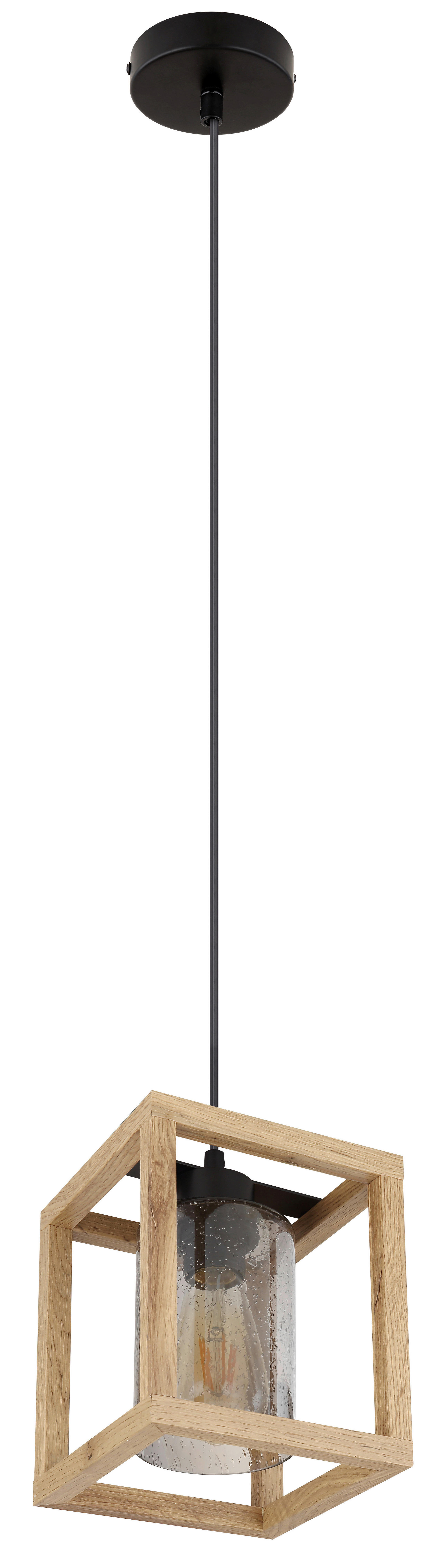 GLOBO Hängeleuchte dunkelbraun Rauch schwarz Glas Metall B/H/L: ca. 17x120x17 cm E27 1 Brennstellen Pettey - dunkelbraun/schwarz (17,00/17,00/120,00cm) - GLOBO