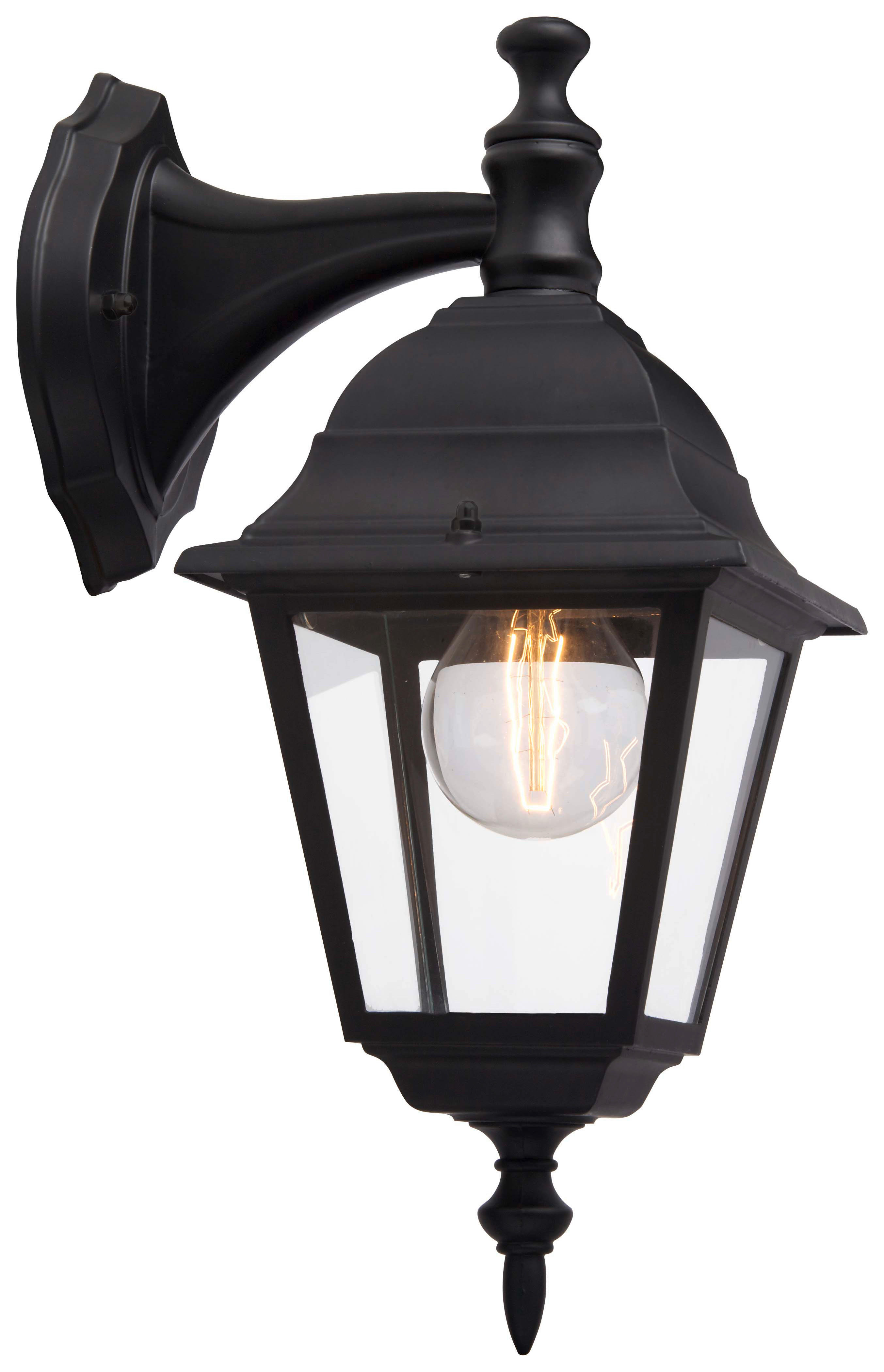 Brilliant Wandleuchte Newport 44282/06 schwarz klar Metall Glas B/H/T: ca. 14,5x34x19,5 cm E27 1 Brennstellen Wandleuchte Newport 44282/06 - klar/schwarz (14,50/34,00/19,50cm) - Brilliant