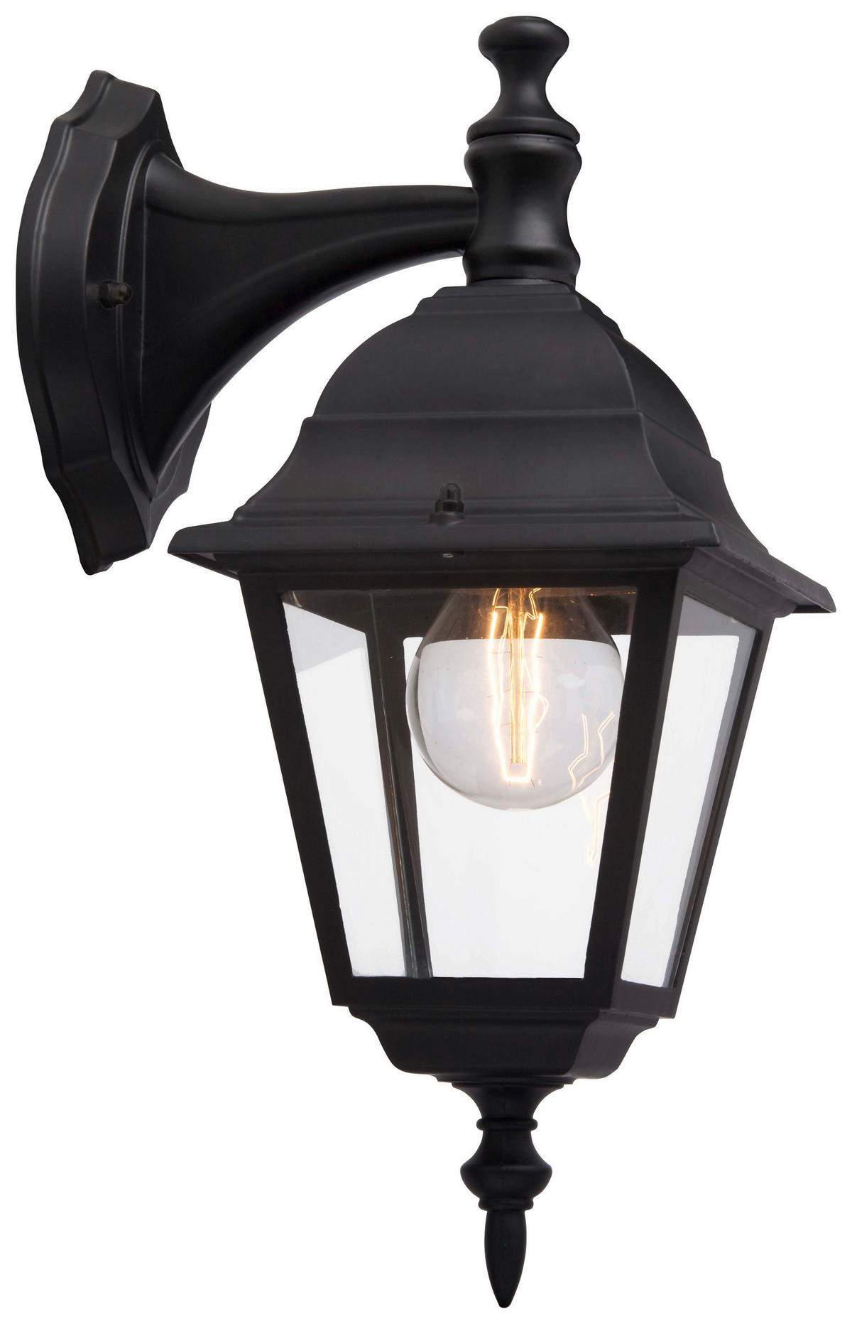 Brilliant Wandleuchte Newport 44282/06 schwarz klar Metall Glas B/H/T: ca. 14,5x34x19,5 cm E27 1 Brennstellen Wandleuchte Newport 44282/06 - klar/schwarz (14,50/34,00/19,50cm) - Brilliant