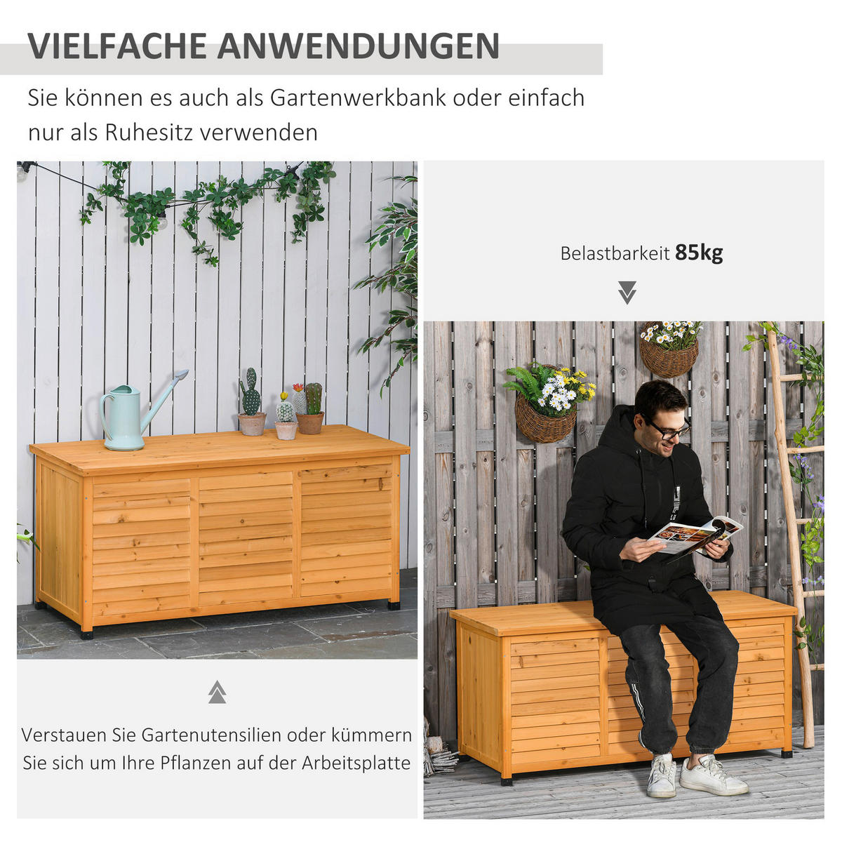 Outsunny Gartenschrank natur Holz B/H/L: ca. 56x60x127 cm Gartenschrank - natur (127,00/56,00/60,00cm) - Outsunny
