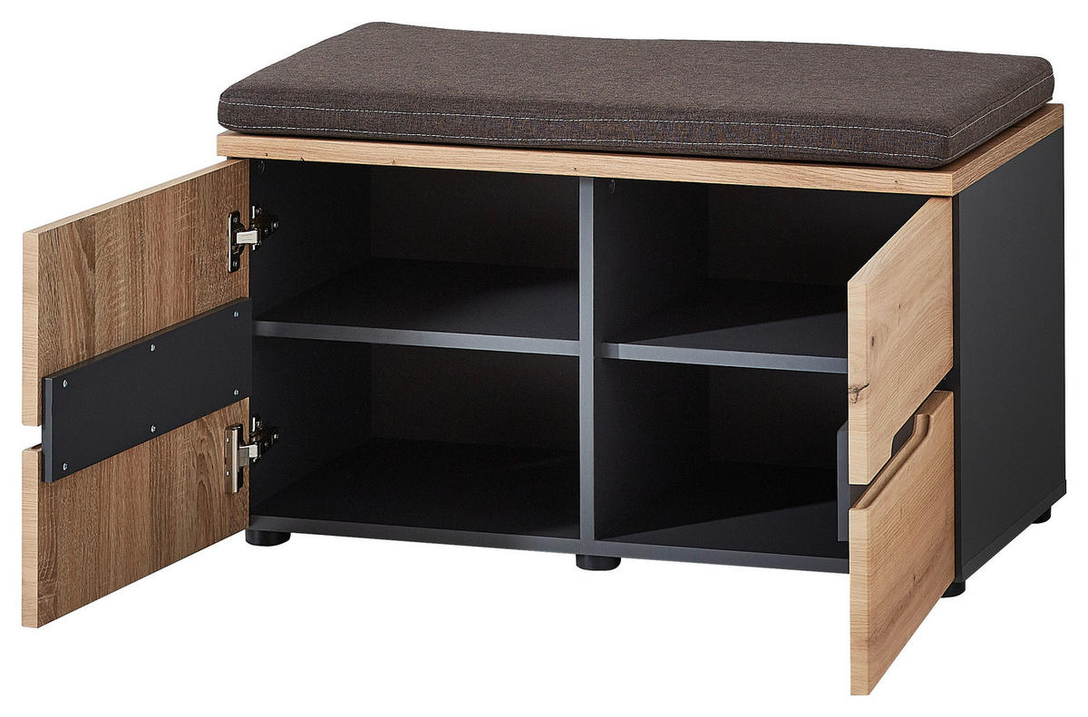 Sitzbank Memphis Eiche Artisan Nachbildung Graphit B/H/T: ca. 80x49x38 cm Memphis - Eiche/Graphit (80,00/49,00/38,00cm)