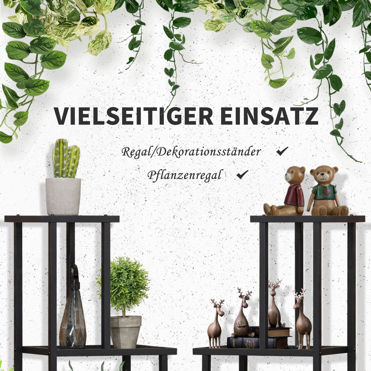 Outsunny Pflanzenständer Pflanzenständer - schwarz (91,00/25,00/83,00cm) - Outsunny
