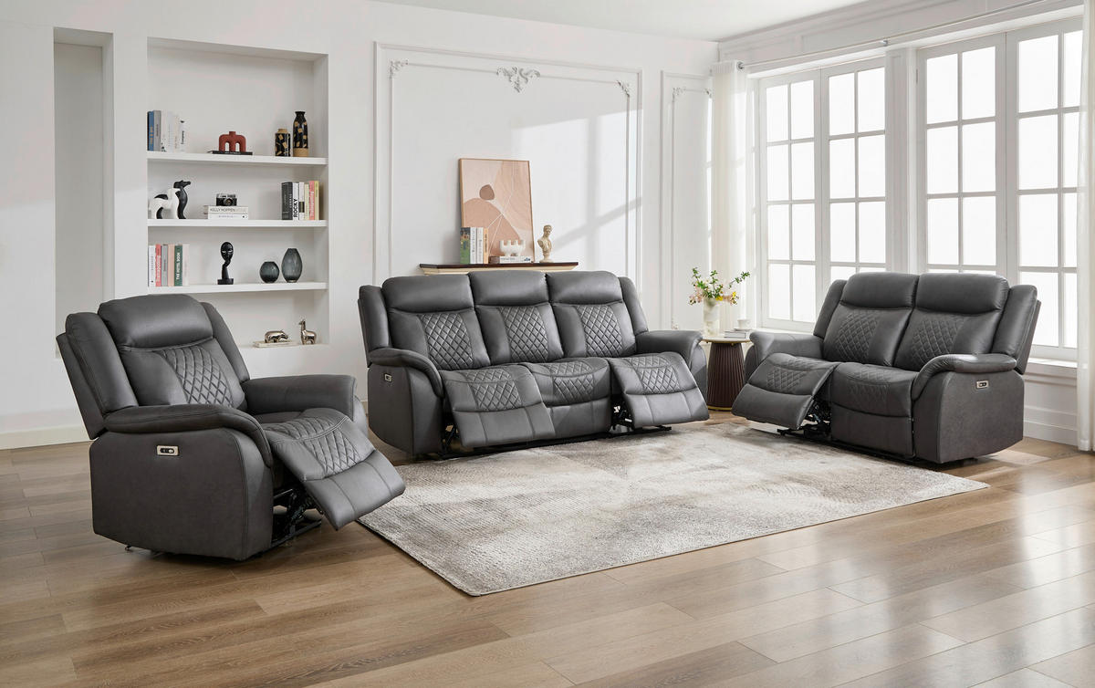Sofa Pedro grau Microfaser B/H/T: ca. 220x108x94 cm Pedro - schwarz/grau (220,00/108,00/94,00cm)