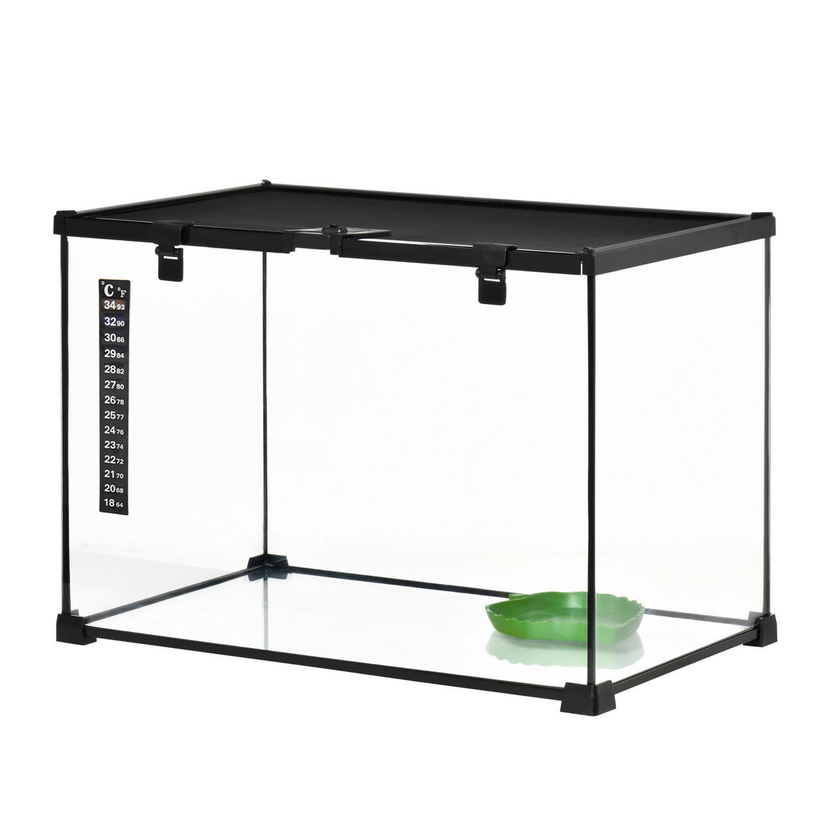 PawHut Terrarium schwarz Edelstahl B/H/L: ca. 30x50x35 cm Terrarium_für_Reptilien - schwarz (35,00/30,00/50,00cm) - PawHut