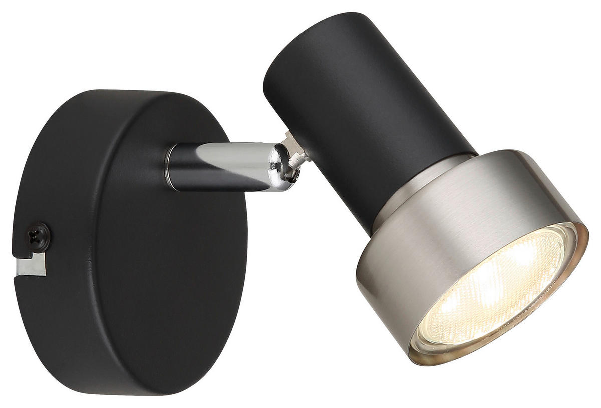 GLOBO Spot Chrom mattschwarz nickel matt Metall B/H/T: ca. 8x8,5x10,8 cm GU10 1 Brennstellen MASON - nickel matt/Chrom (8,00/8,50/10,80cm) - GLOBO