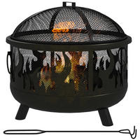 Outsunny Feuerschale schwarz Metall B/H/L: ca. 61x55x61 cm Feuerschale - schwarz (61,00/61,00/55,00cm) - Outsunny