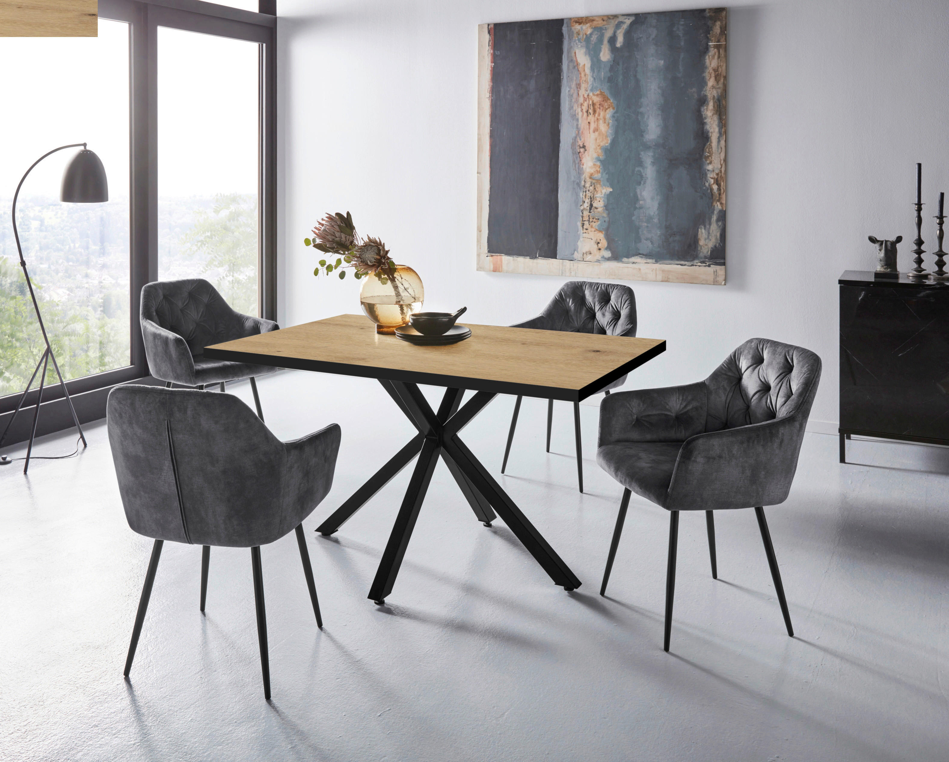 Essgruppe Cleo III Eiche Holzwerkstoff B/H/T: ca. 140x76x90 cm Cleo III - Eiche (140,00/76,00/90,00cm) - Hela