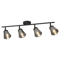 Searchlight Strahler schwarz Glas Stahl B/H/T/L: ca. 24x14x20,5x83 cm E14 4 Brennstellen Mega - schwarz (83,00/24,00/14,00cm) - Searchlight