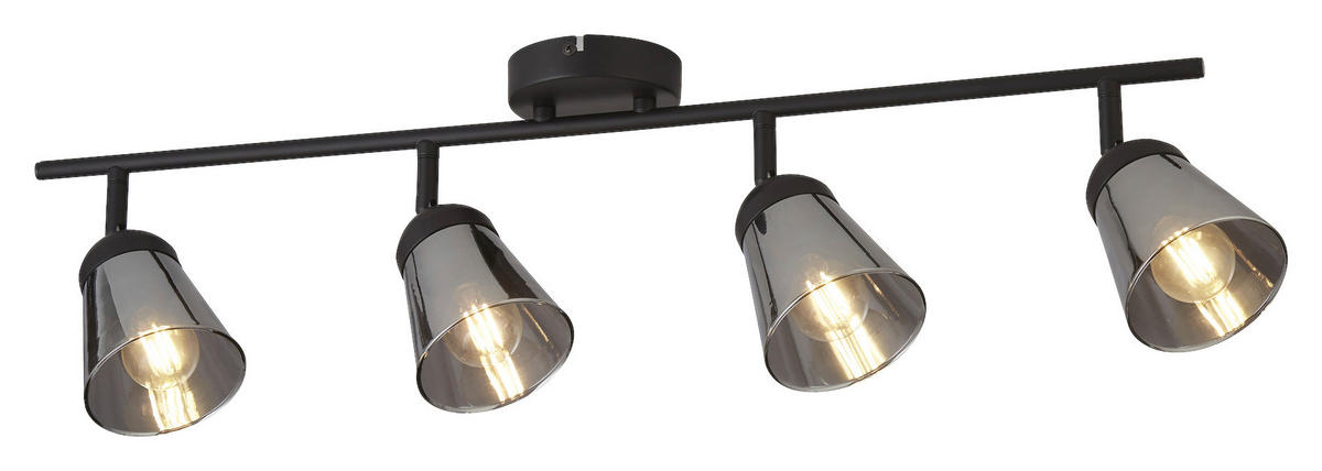 Searchlight Strahler schwarz Glas Stahl B/H/T/L: ca. 24x14x20,5x83 cm E14 4 Brennstellen Mega - schwarz (83,00/24,00/14,00cm) - Searchlight