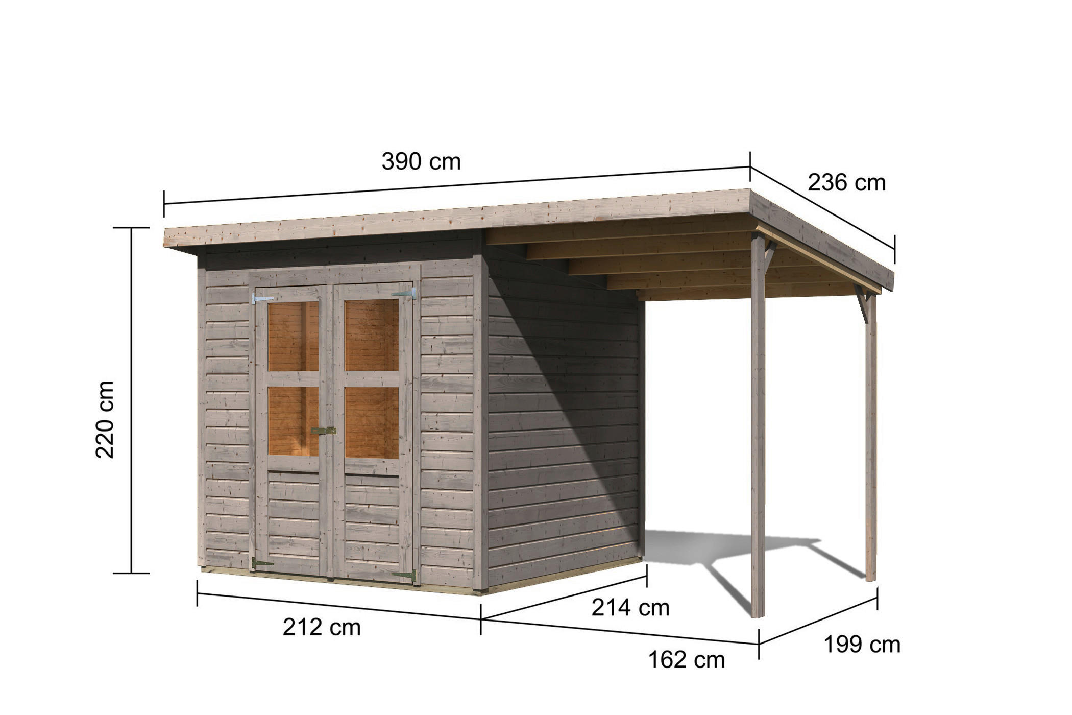 Thumbnail - Karibu Gartenhaus Tony 1 grau B/H/L: ca. 214x219x210 cm