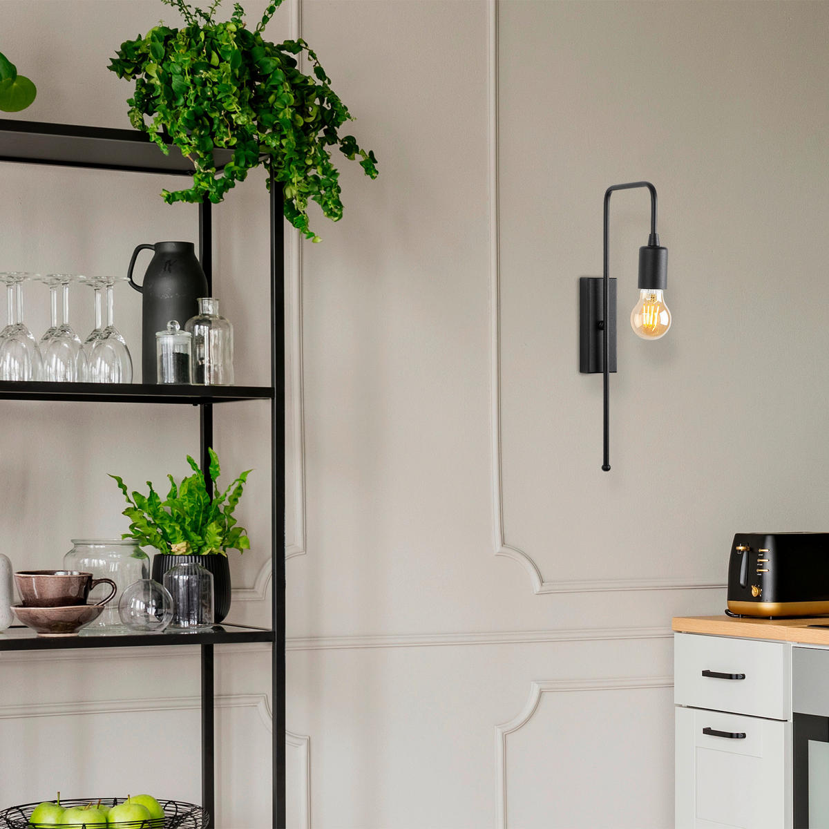 Opviq Wandleuchte schwarz Metall B/H/L: ca. 22x42x6 cm E27 1 Brennstellen Mum - schwarz (6,00/22,00/42,00cm) - Opviq
