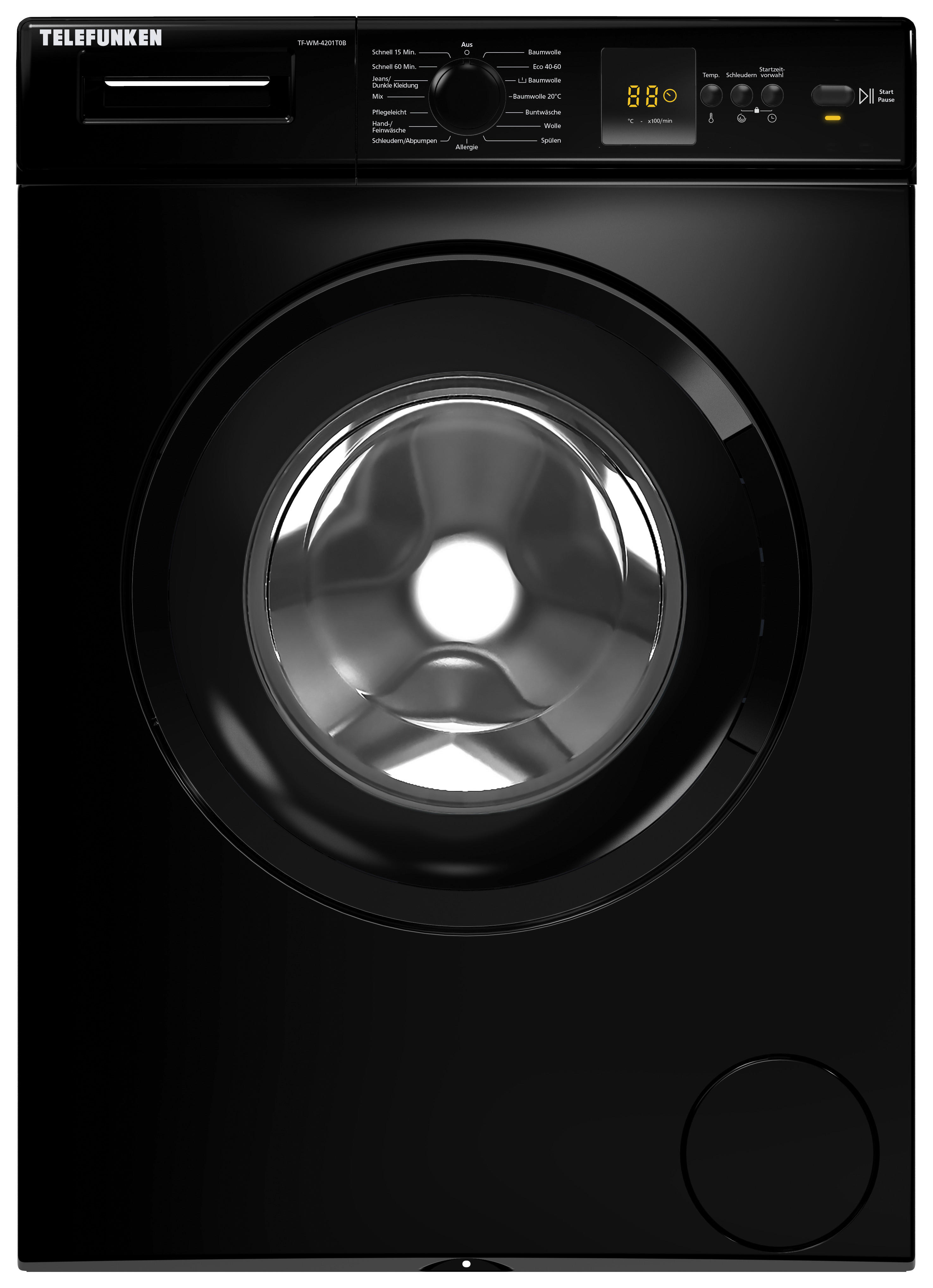 TELEFUNKEN Waschvollautomat TF-WM-4201T0B schwarz B/H/T: ca. 60x85x50 cm ca. 5 kg Waschvollautomat TF-WM-4201T0B - schwarz (60,00/85,00/50,00cm) - TELEFUNKEN