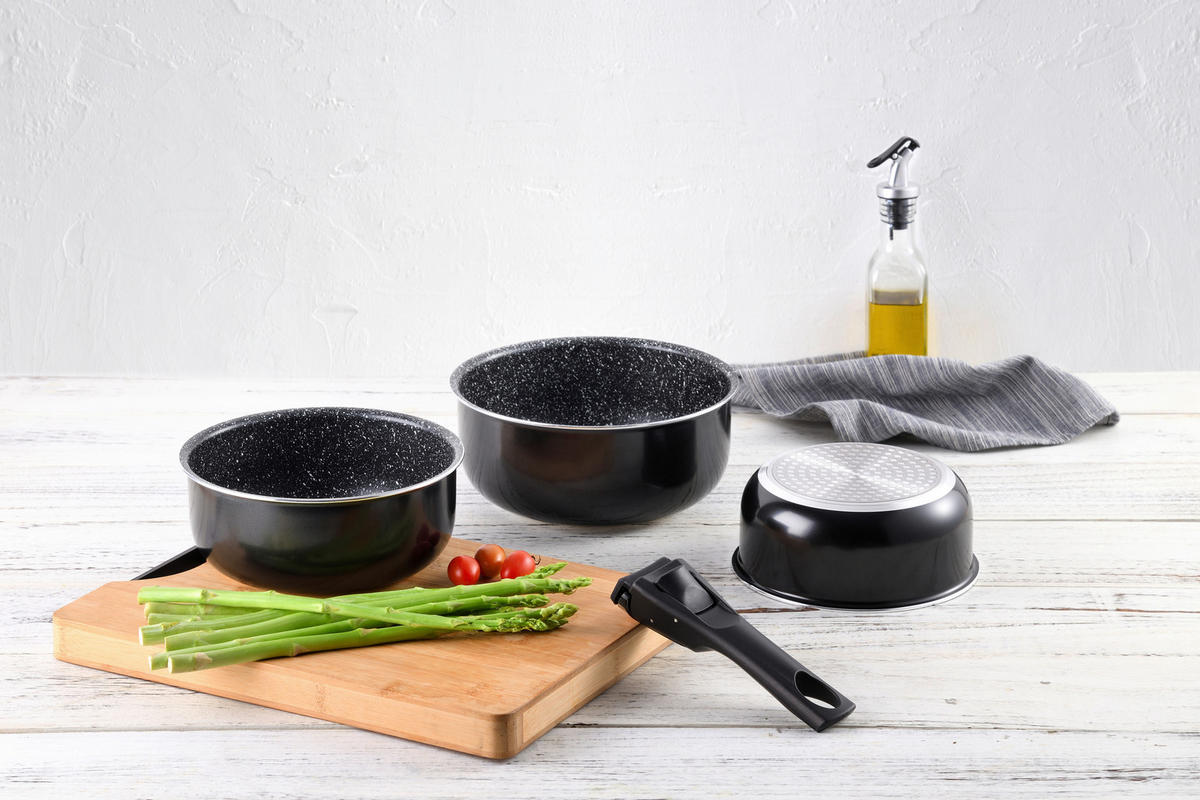 BERGNER Topfset Click & cook black schwarz Aluminium 4 tlg. Click & cook black - schwarz - BERGNER