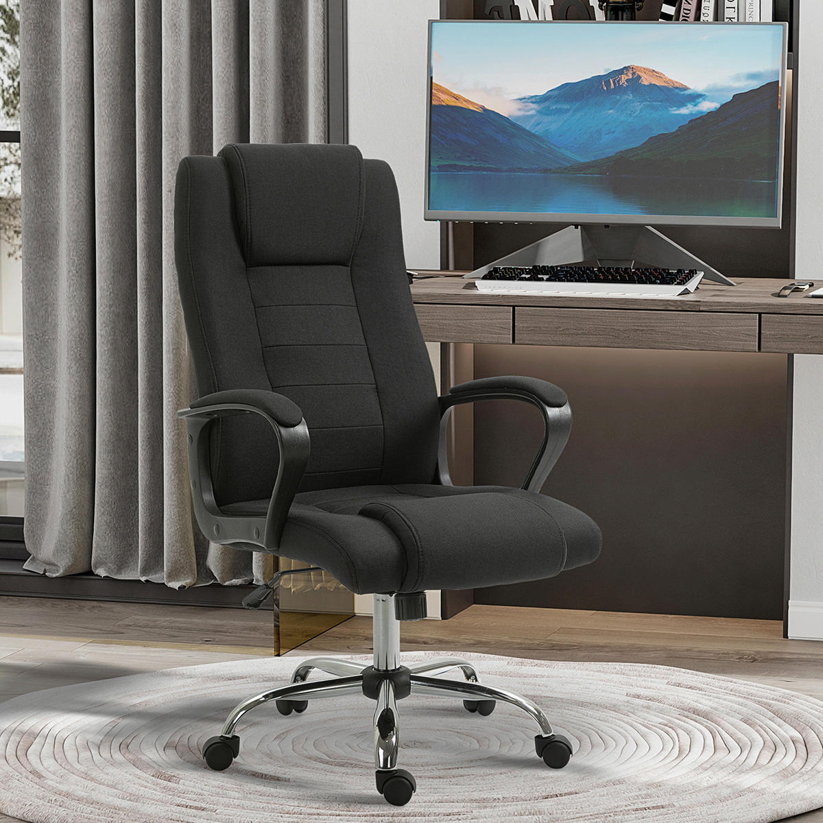 Drehstuhl 921-265BK schwarz 921-265BK - schwarz (65,00/129,00/60,00cm) - Vinsetto