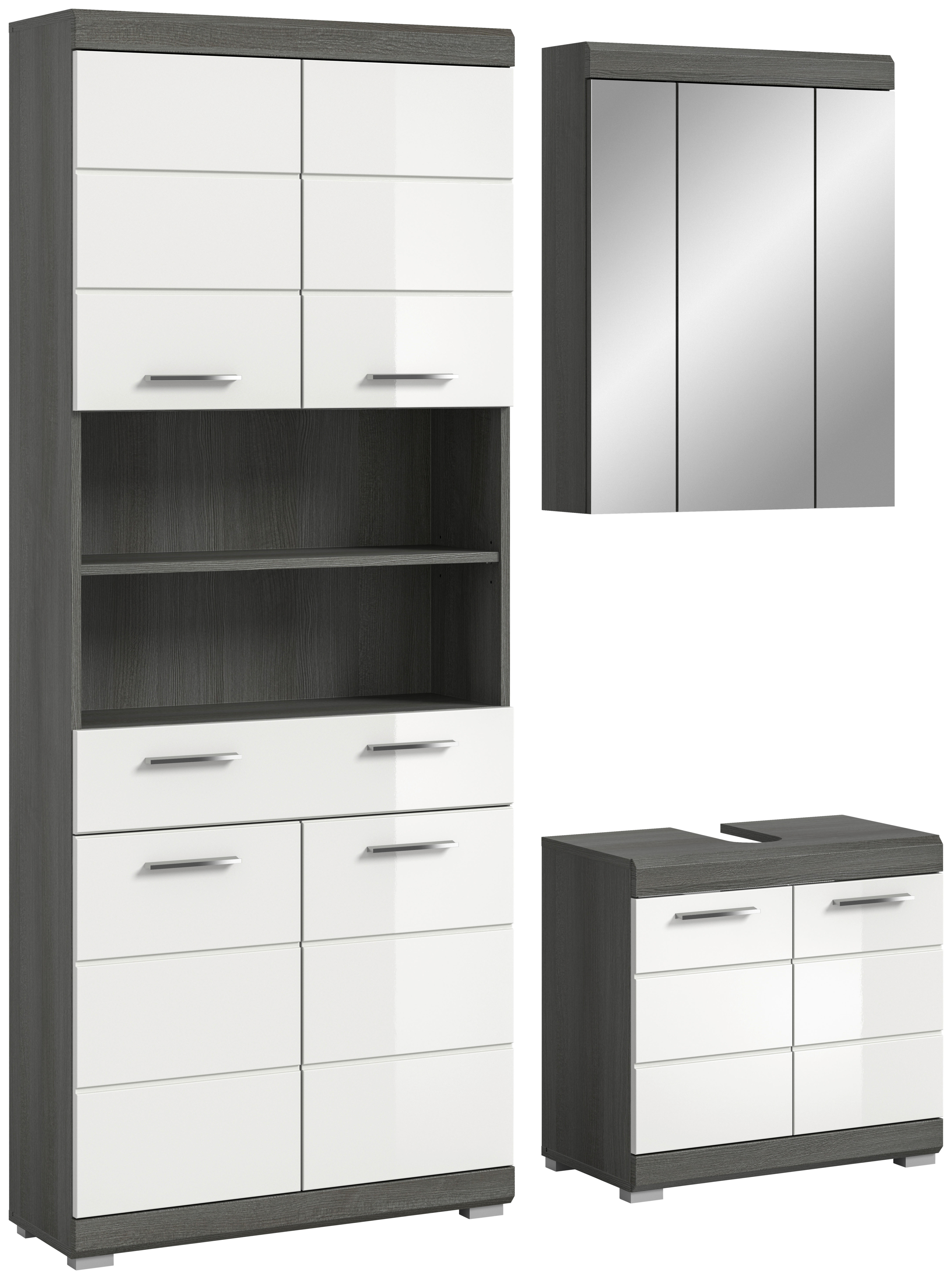 Badezimmer-Set Scout Rauchsilber Nachbildung weiß Hochglanz B/H/T: ca. 149x34x191 cm Scout - weiß (149,00/34,00/191,00cm) - xonox.home