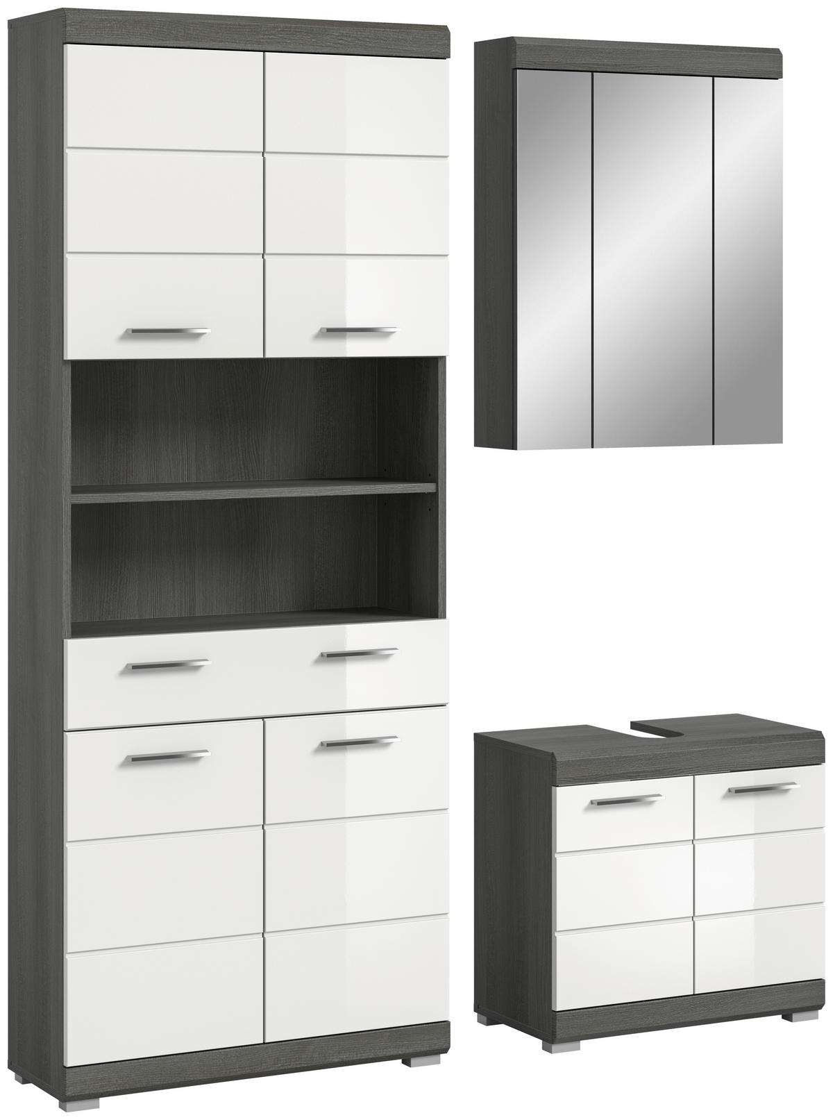 Badezimmer-Set Scout Rauchsilber Nachbildung weiß Hochglanz B/H/T: ca. 149x34x191 cm Scout - weiß (149,00/34,00/191,00cm) - xonox.home