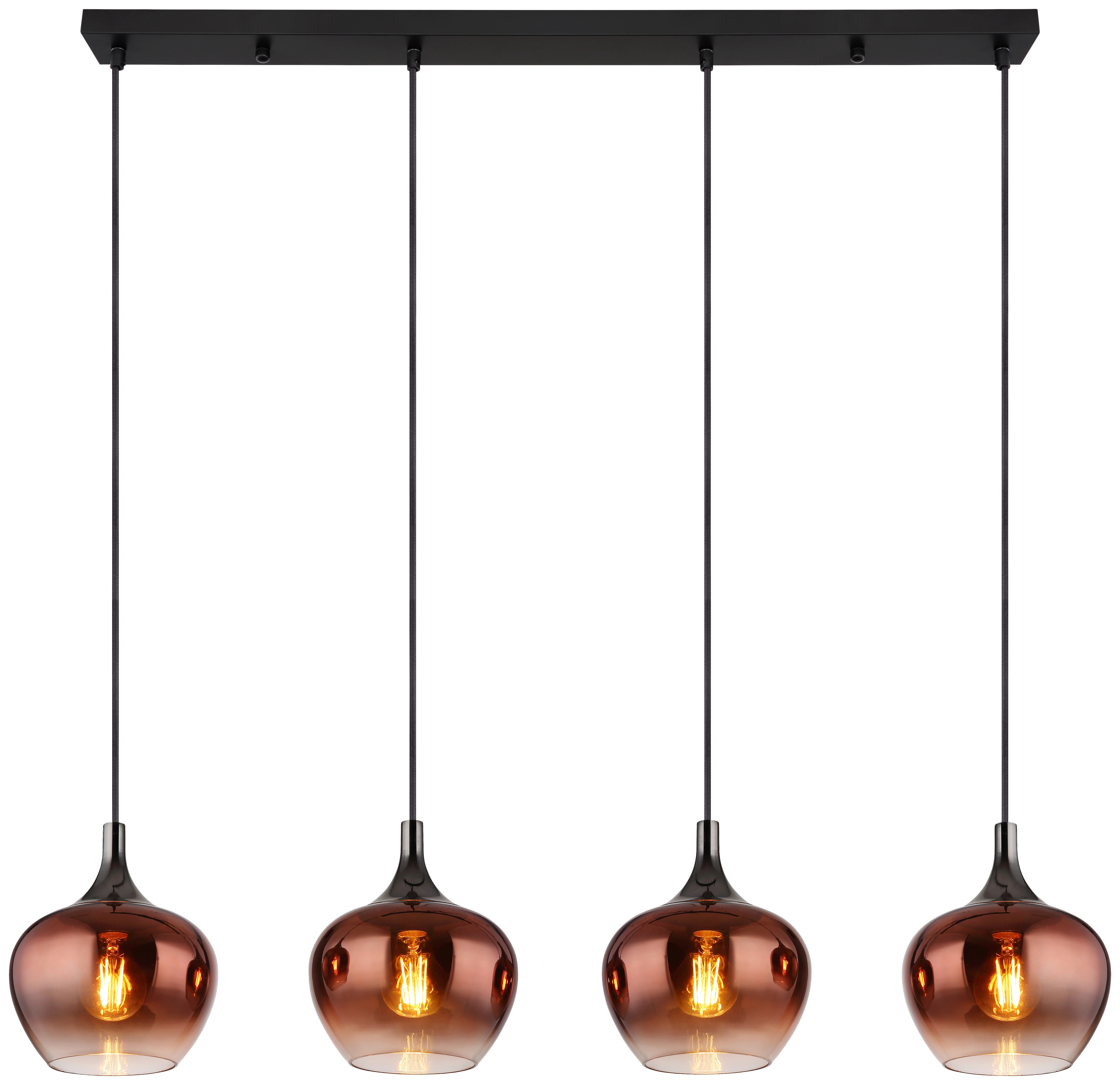 Pendelleuchte schwarz Metall Glas B/H/L: ca. 18x120x100 cm E27 4 Brennstellen Maxy - schwarz (100,00/18,00/120,00cm)