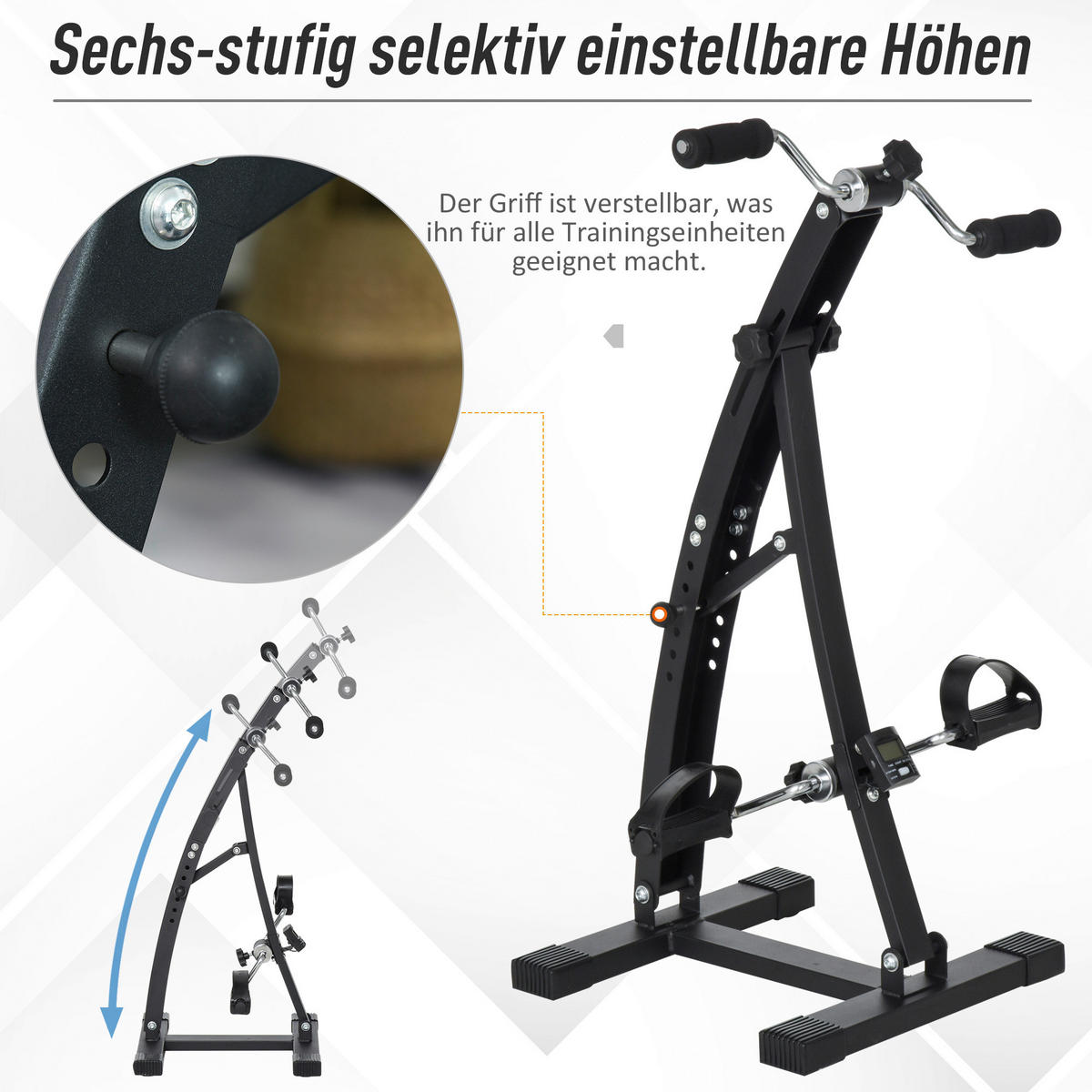 HOMCOM Bewegungstrainer schwarz Stahl B/H/L: ca. 50x96x41 cm Bewegungstrainer_für_Senioren - schwarz (41,00/50,00/96,00cm) - HOMCOM