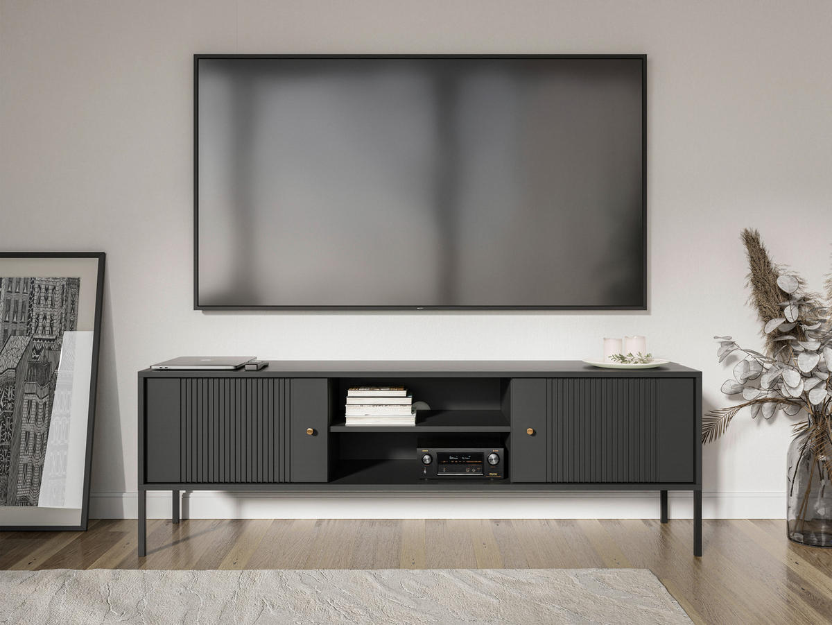 TV-Lowboard ISEO schwarz matt B/H/T: ca. 154,5x50,5x39 cm ISEO - schwarz (154,50/50,50/39,00cm) - WIPMEB