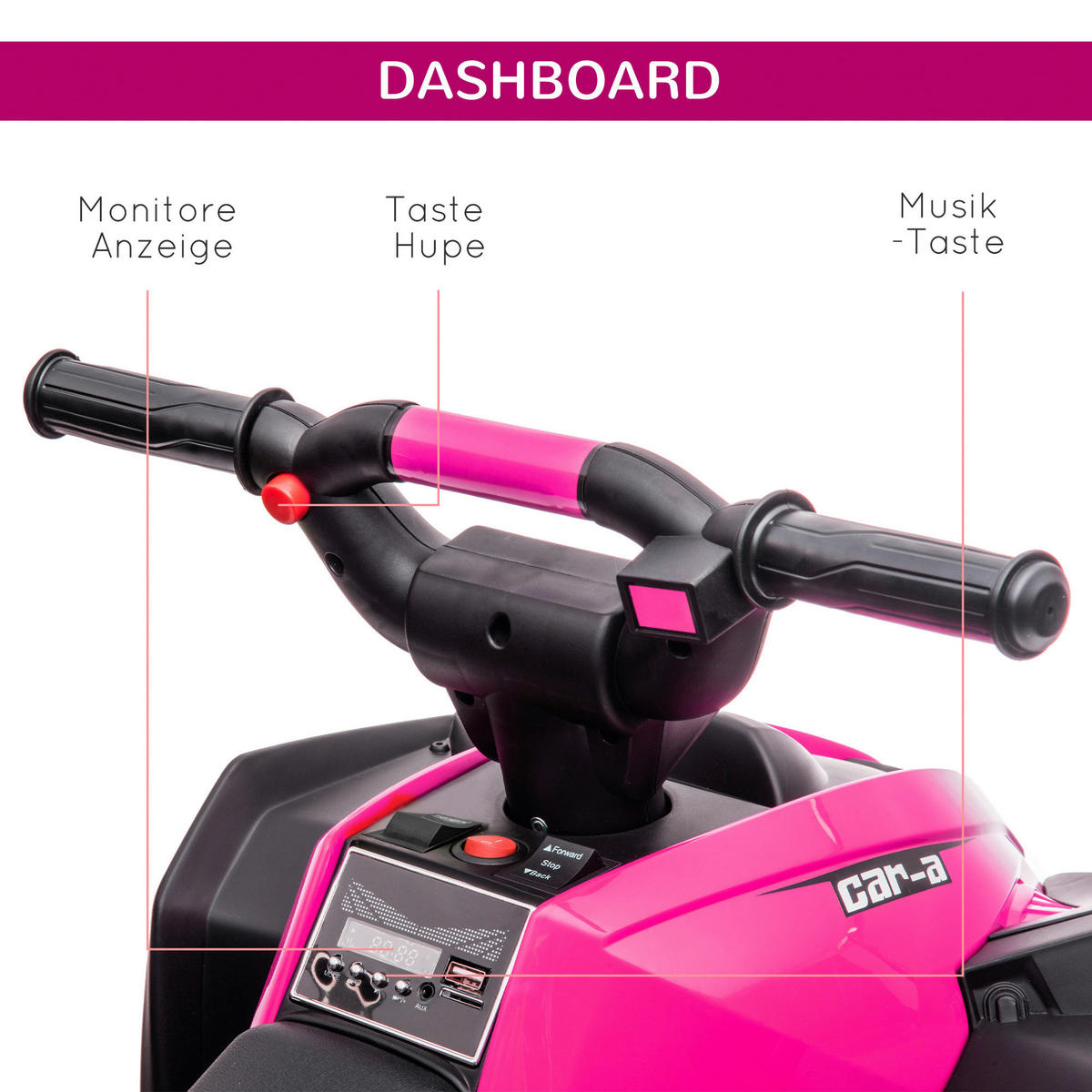 HOMCOM Elektro-Quad schwarz B/H/L: ca. 53x55,5x83 cm Elektro-Quad - schwarz/rosa (83,00/53,00/55,50cm) - HOMCOM