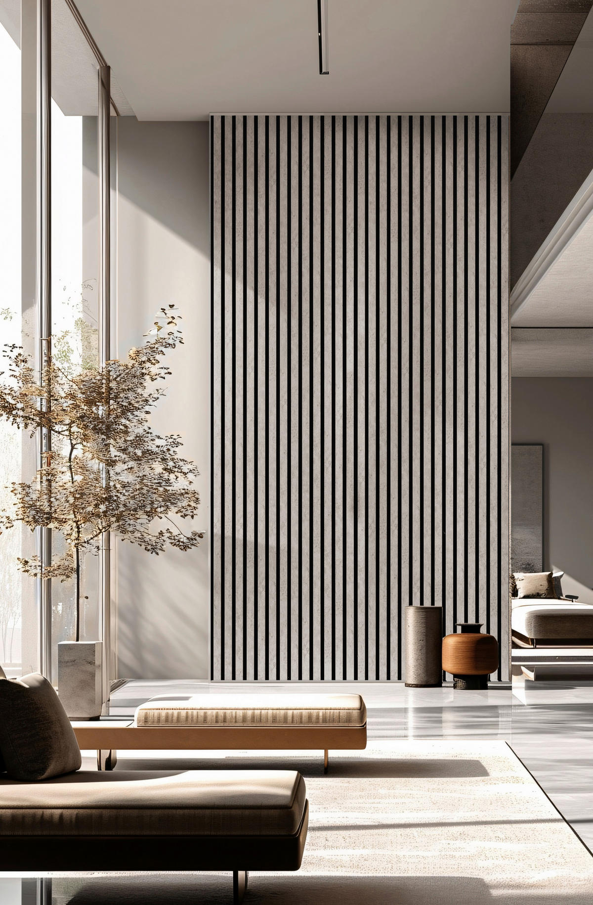 Akustikpaneel Travertin grau L/B/H: ca. 1,9x56,1x240 cm pro Stück Akustikplatte 240x56 Travertin grey - Travertin grau (1,90/56,10/240,00cm)