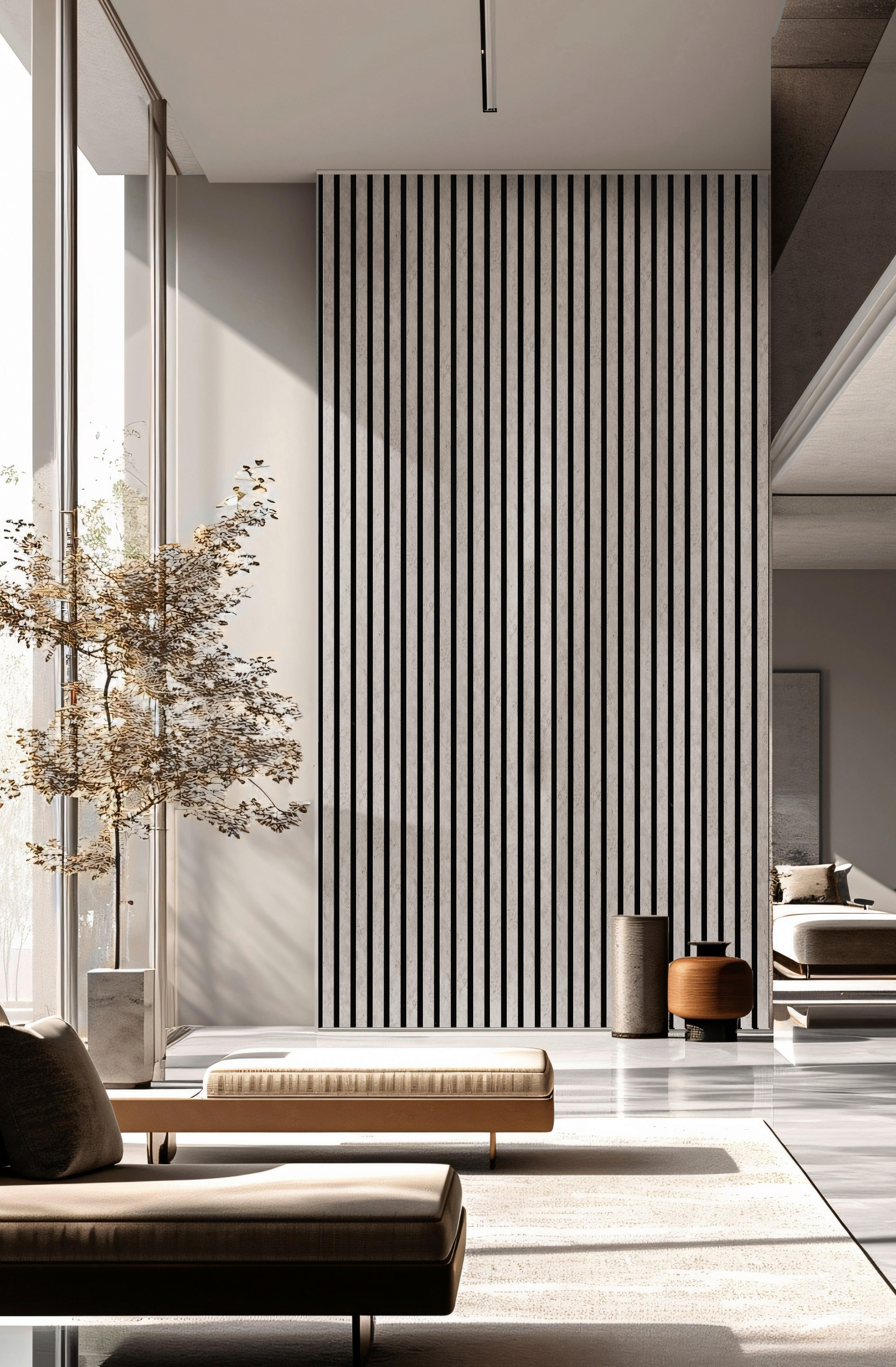 Thumbnail - Akustikpaneel Travertin grau L/B/H: ca. 1,9x56,1x240 cm pro Stück