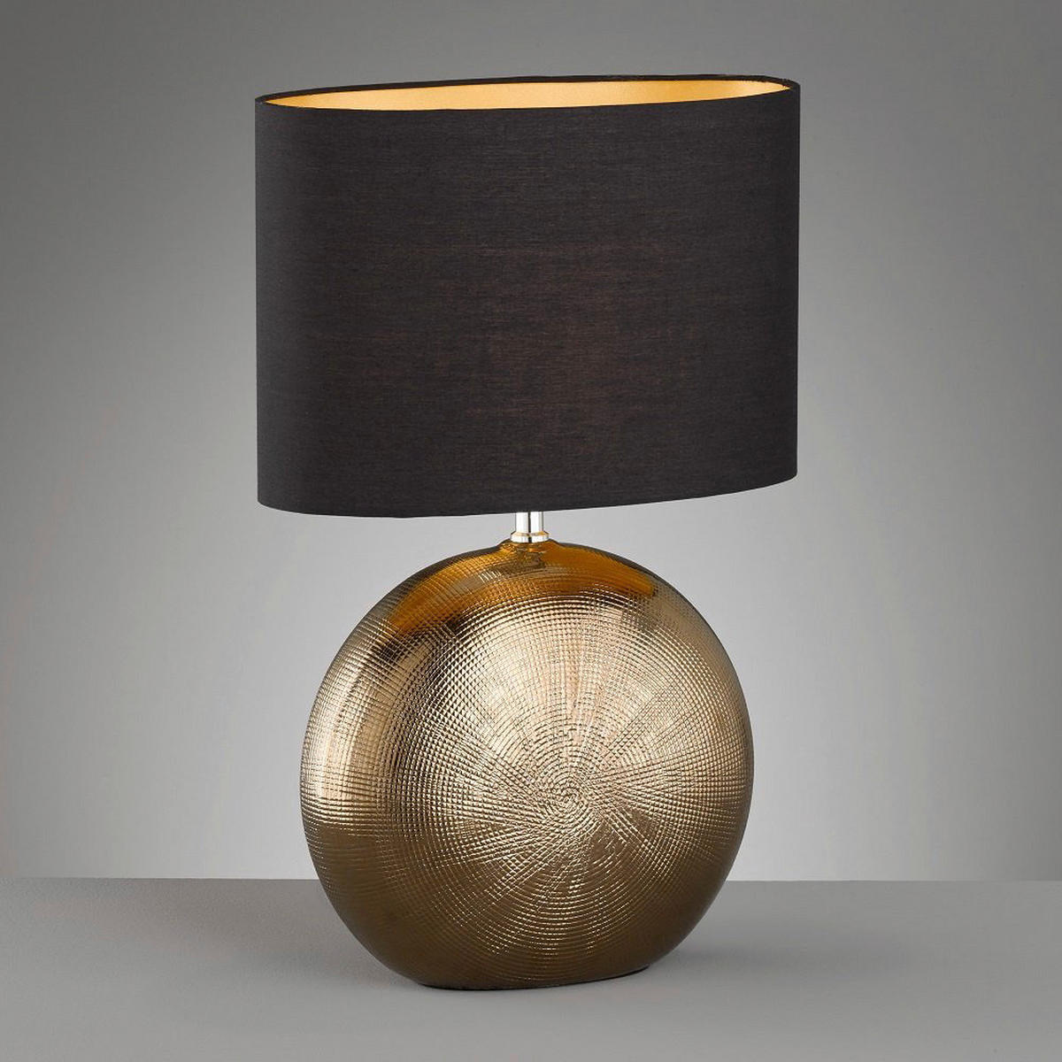 Fischer & Honsel Keramik-Tischleuchte 50556 Foro bronze schwarz Keramik Stoff E27 1 Brennstellen Foro - schwarz/bronze - Fischer & Honsel