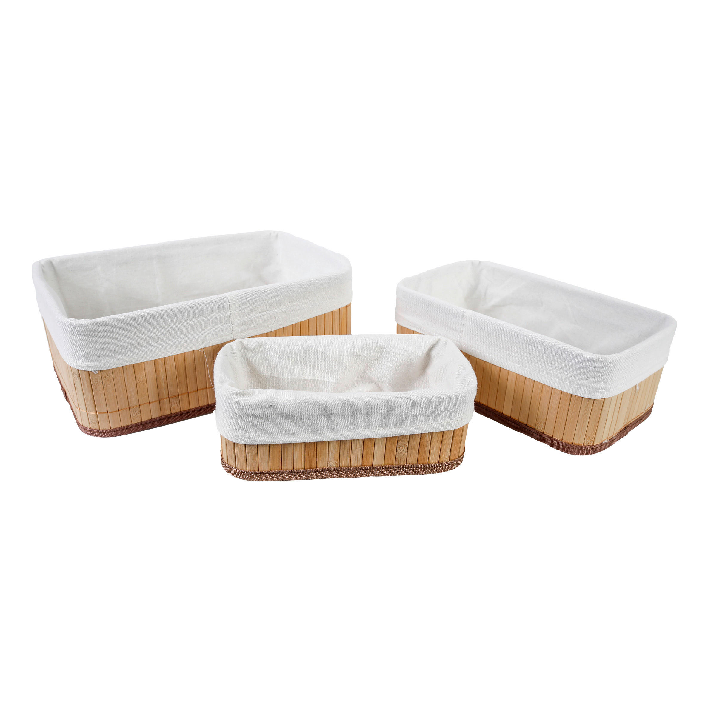 Badkörbe creme Bambus MDF B/T/L: ca. 20x12x30 cm Korbset_Bonja_3er_Axentia - creme (20,00/30,00cm) - Axentia