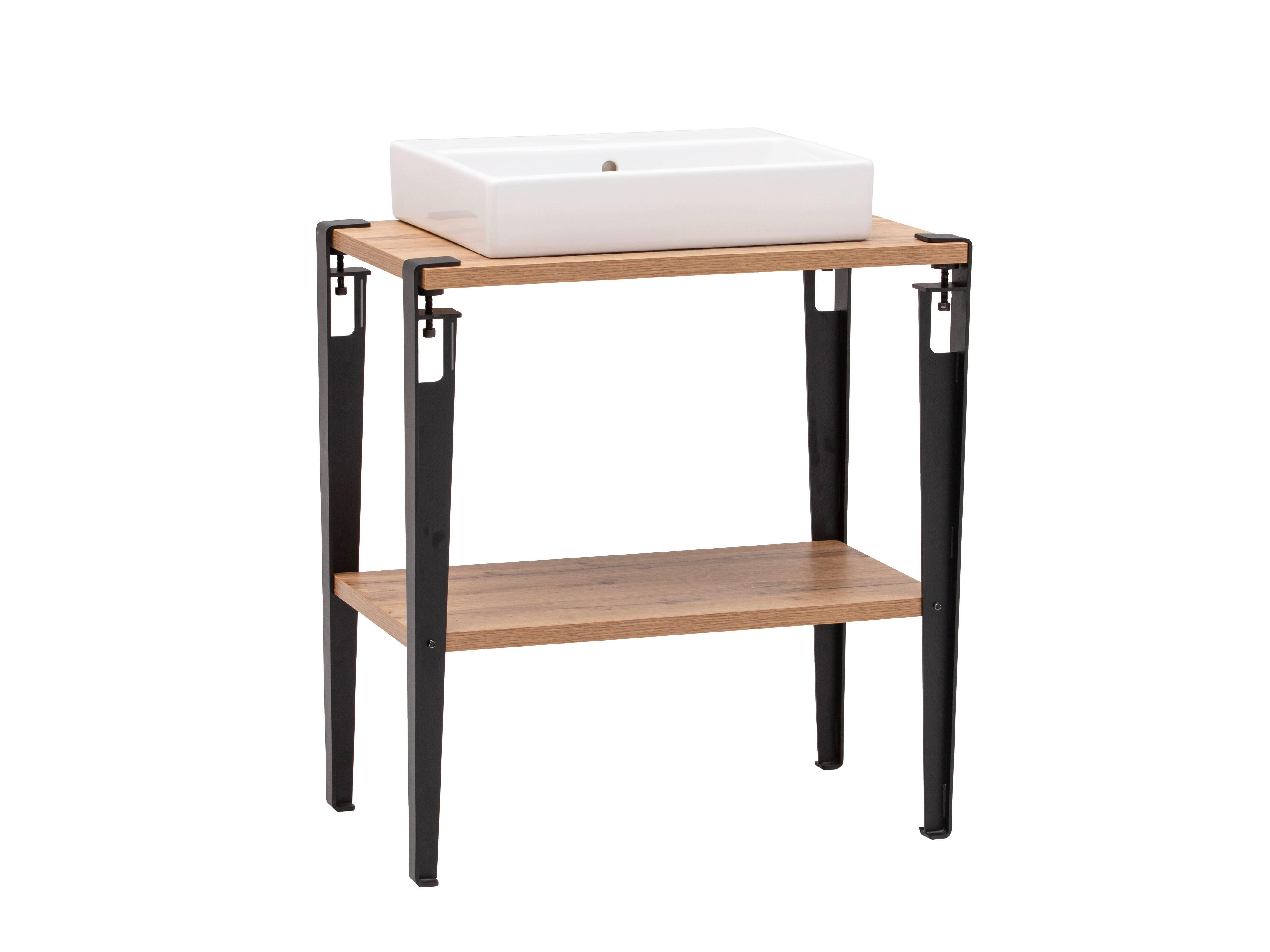 Waschbeckenunterschrank Tonder Eiche Nachbildung schwarz B/H/T: ca. 71x86,1x45 cm Tonder - Eiche/schwarz (71,00/86,10/45,00cm) - Schildmeyer