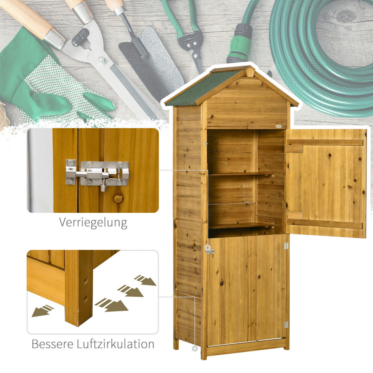Outsunny Gartenhaus natur B/H/L: ca. 49x191,5x79 cm Gartenhaus - natur (79,00/49,00/191,50cm) - Outsunny