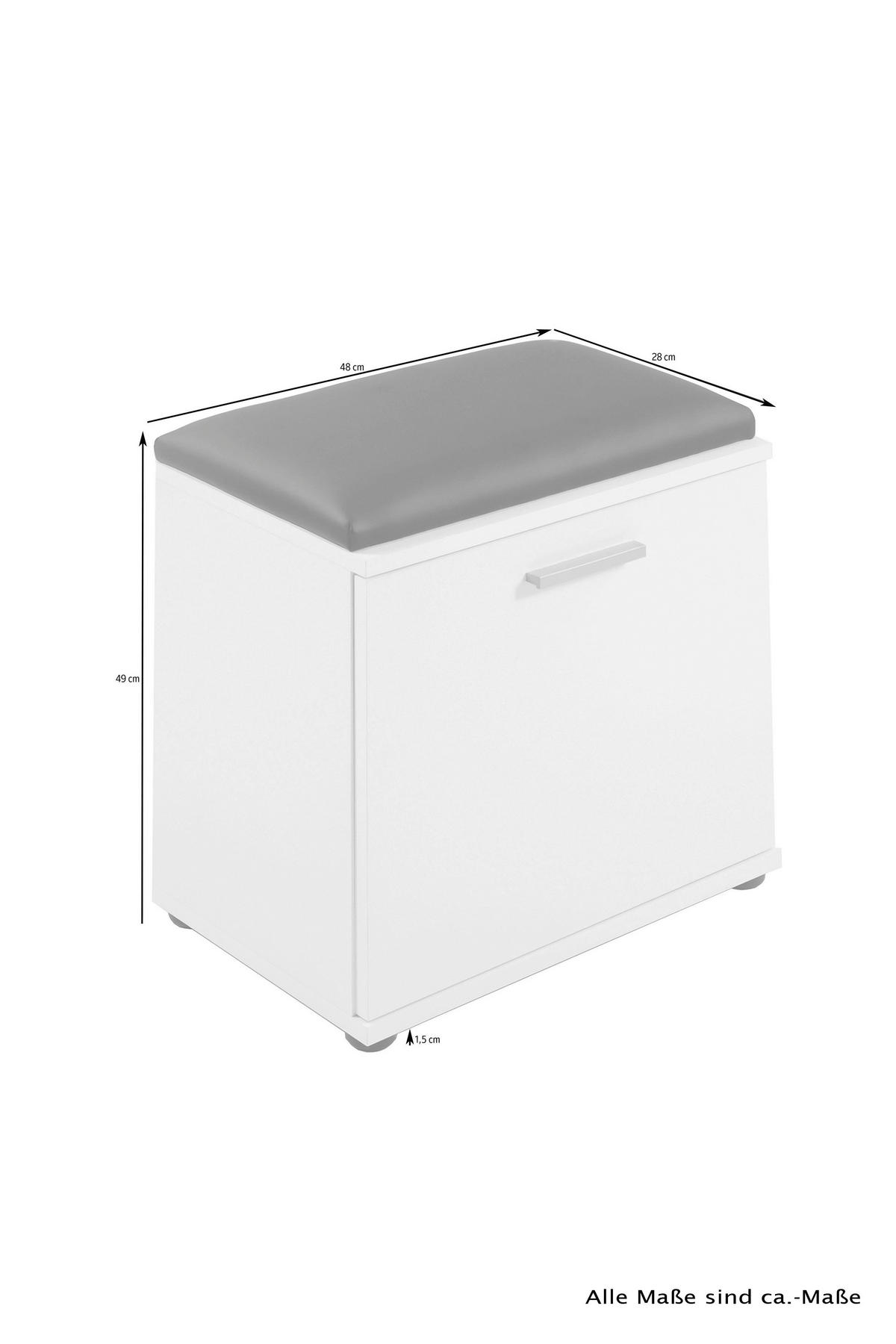 Sitzbank JAKOB Eiche Nachbildung weiß schwarz B/H/T: ca. 48,5x49x30 cm JAKOB - Eiche/weiß (48,50/49,00/30,00cm) - byLIVING