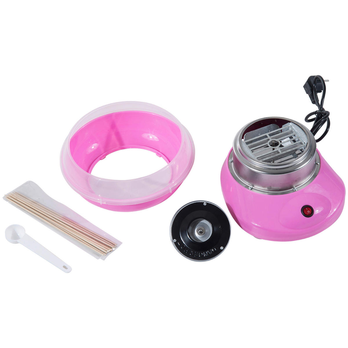 HOMCOM Küchengerät 800-016PK rosa Edelstahl Polypropylen B/H/L: ca. 26x27x18 cm Zuckerwattemaschine - rosa (18,00/26,00/27,00cm) - HOMCOM