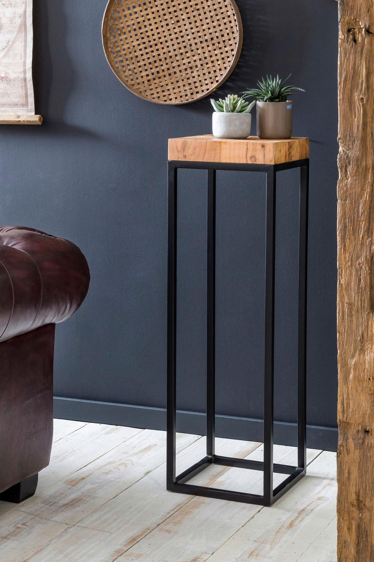 Beistelltisch braun Holz B/H/T: ca. 30x97x30 cm Beistelltisch - braun (30,00/97,00/30,00cm) - Wohnling