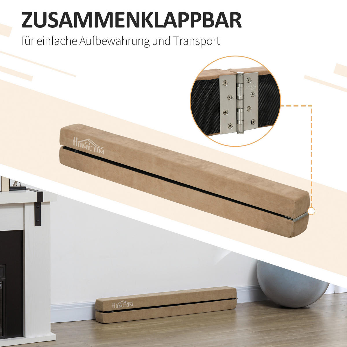 HOMCOM Schwebebalken braun Polyester B/H/L: ca. 10x6,5x210 cm Schwebebalken - braun (210,00/10,00/6,50cm) - HOMCOM