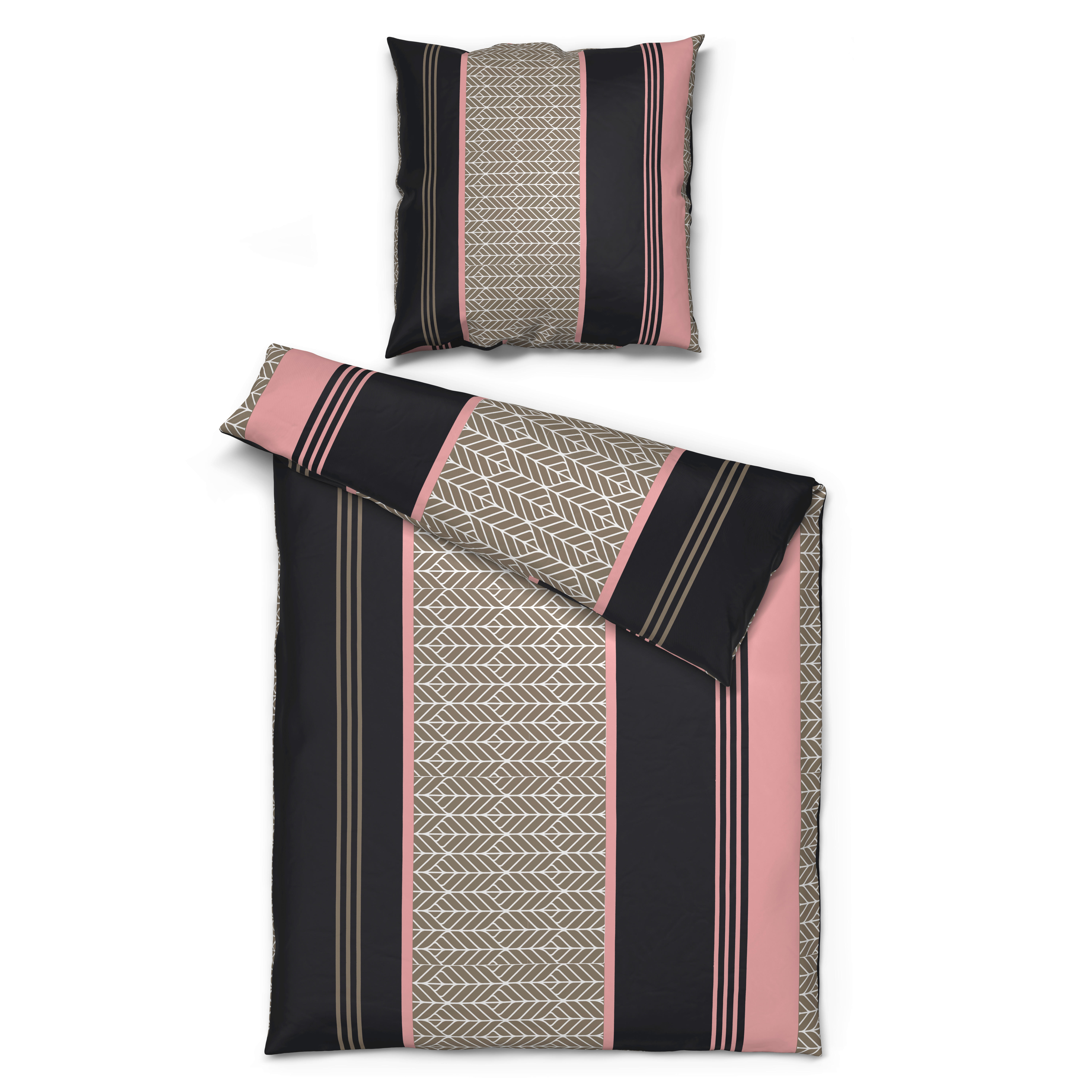 Microfaser Bettwäsche Bettwäsche_Microfaser Zopf - rosé/grau (135,00/200,00cm)