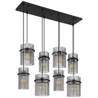 GLOBO Pendelleuchte mattschwarz schwarz Rauch Metall Glas B/H: ca. 110x125 cm E27 8 Brennstellen Gorley - schwarz/mattschwarz (110,00/125,00cm) - GLOBO