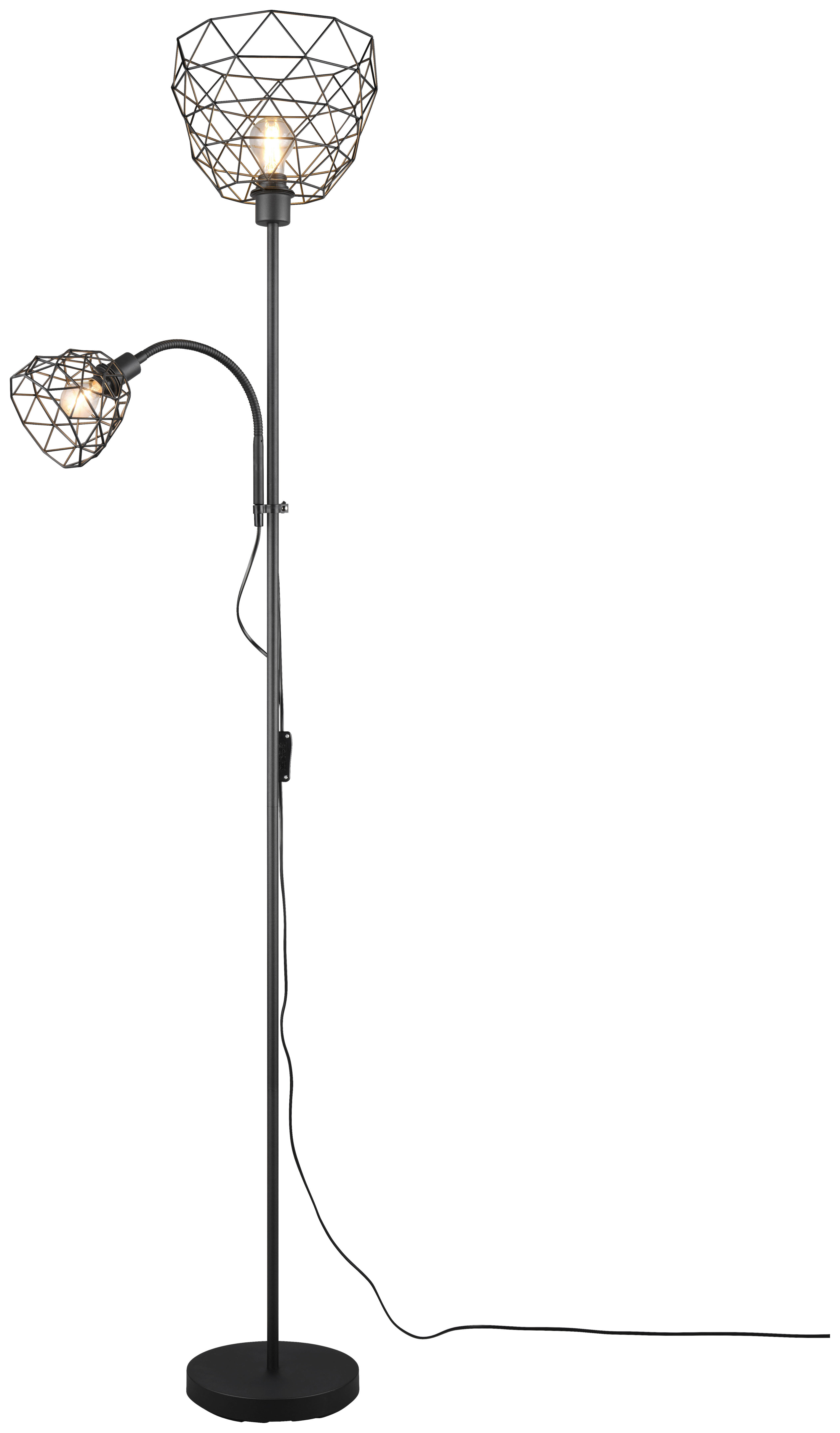Reality Stehleuchte Haval R40712032 schwarz Metall H/T/D: ca. 180x23x27,5 cm E14 2 Brennstellen Haval - schwarz (27,50/180,00cm) - Reality