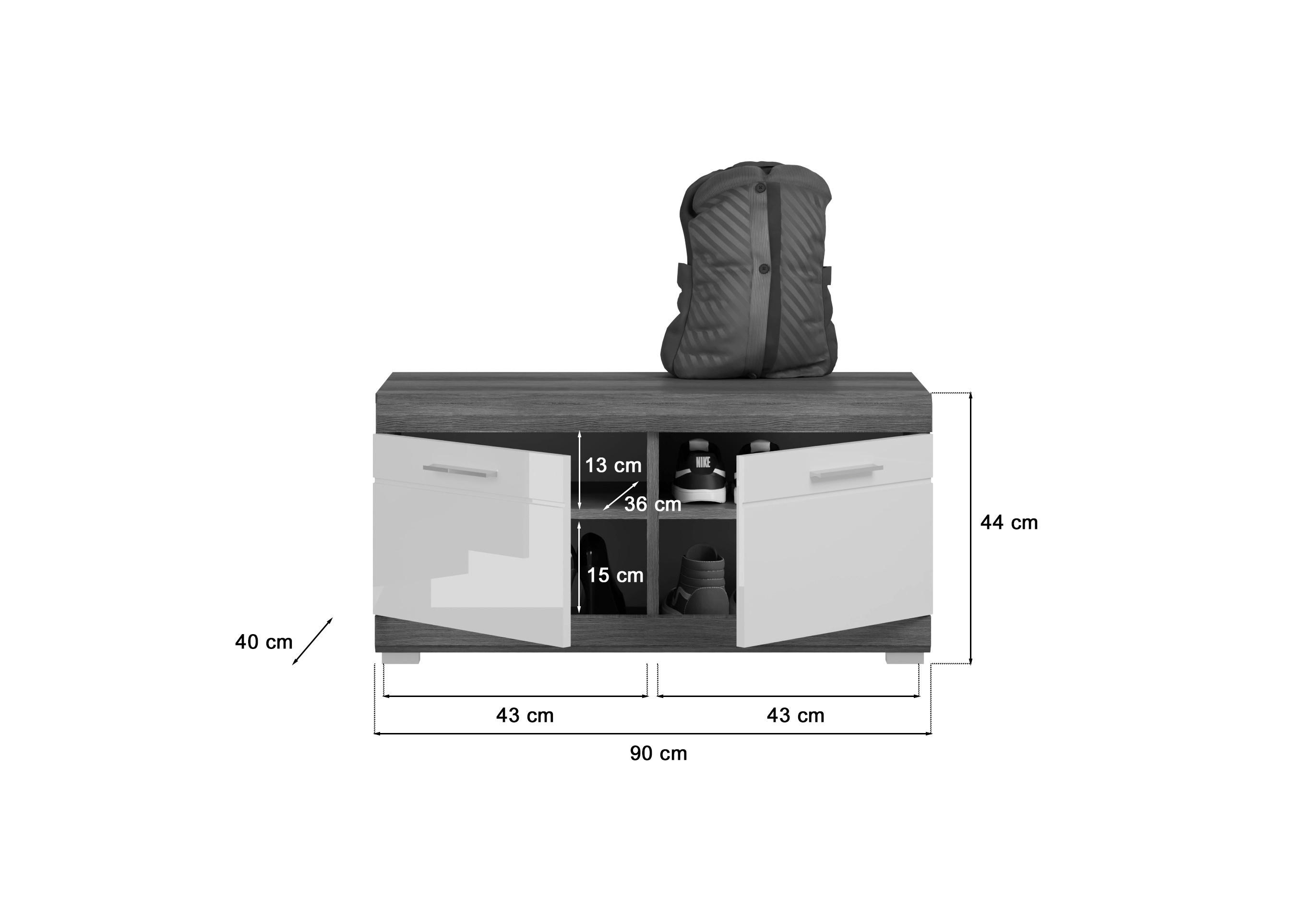 Sitzbank SCOUT Rauchsilber Nachbildung weiß Hochglanz B/H/T: ca. 90x44x40 cm SCOUT - weiß (90,00/44,00/40,00cm) - xonox.home