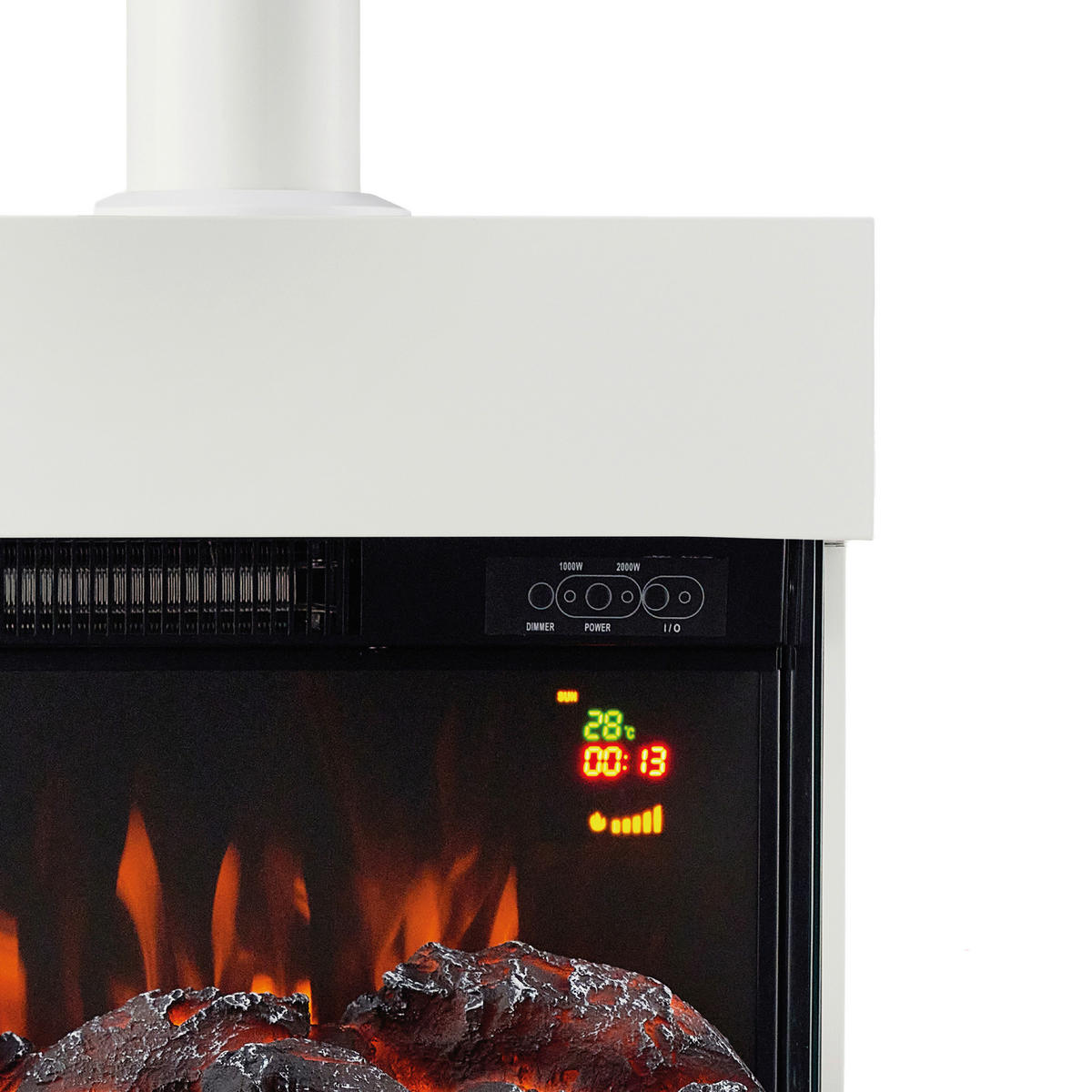 KAMINIO Elektrischer-Kamin HENRI weiß Metall B/H/T: ca. 48x117,2x21,7 cm ca. 2000 W HENRI - weiß (48,00/117,20/21,70cm) - KAMINIO