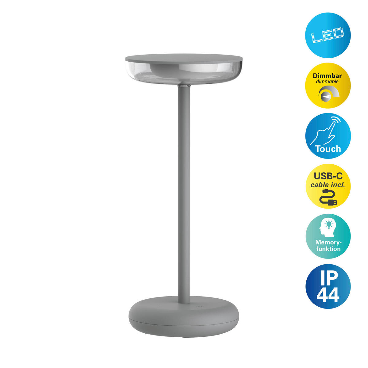 LED-Außentischleuchte grau B/H/T/D: ca. 11x26,4x11x11 cm PASI - grau (11,00/26,40/11,00cm) - Näve Leuchten