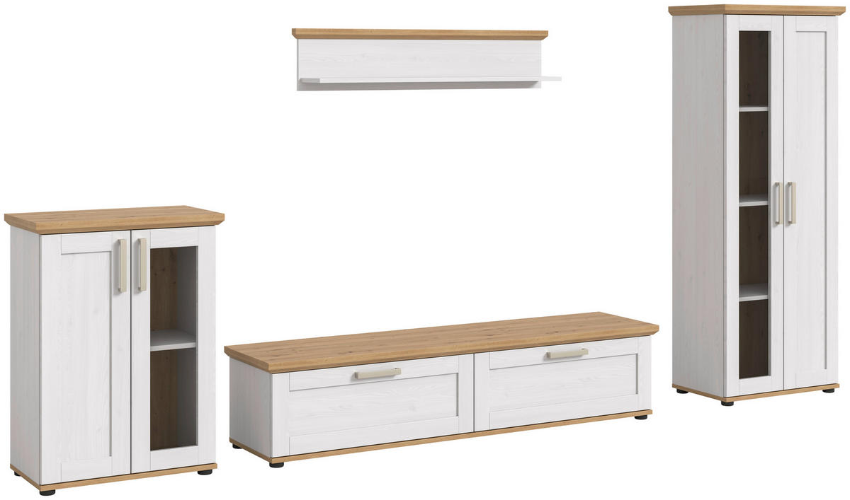 Wohnwand VERONA Lärche Nachbildung Eiche Nachbildung B/H/T: ca. 336x161x40 cm VERONA - Eiche/Lärche (336,00/161,00/40,00cm) - xonox.home