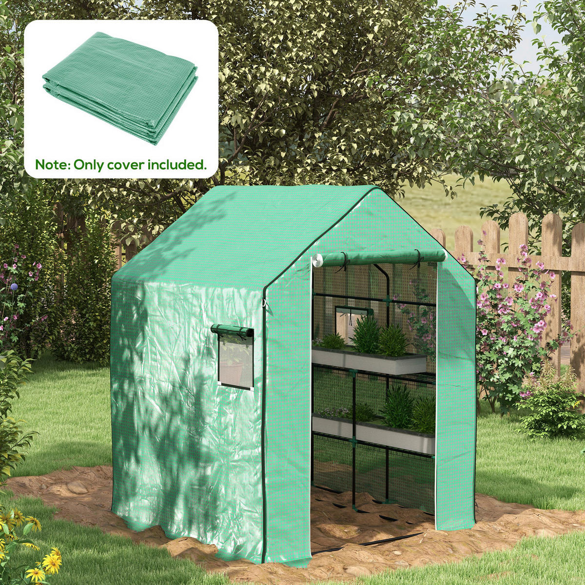 Outsunny Gewächshausfolie B/H/L: ca. 143x190x140 cm Gewächshausfolie - grün (140,00/143,00/190,00cm) - Outsunny