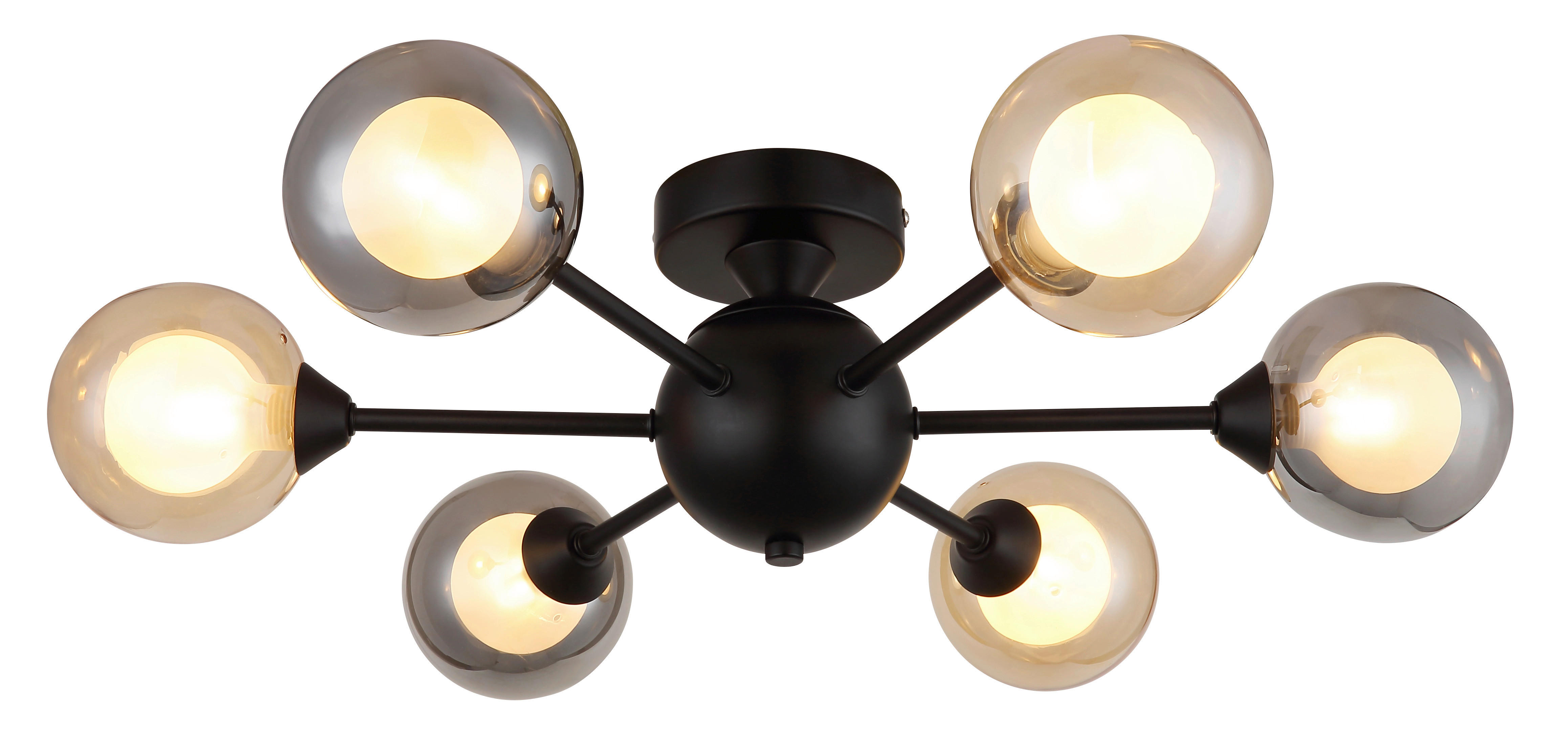 GLOBO Deckenventilator schwarz Rauch Metall B/H/L: ca. 45x21x45 cm Deckenleuchte-Roland - schwarz/Rauch (45,00/45,00/21,00cm) - GLOBO