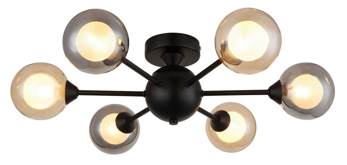 GLOBO Deckenventilator schwarz Rauch Metall B/H/L: ca. 45x21x45 cm Deckenleuchte-Roland - schwarz/Rauch (45,00/45,00/21,00cm) - GLOBO