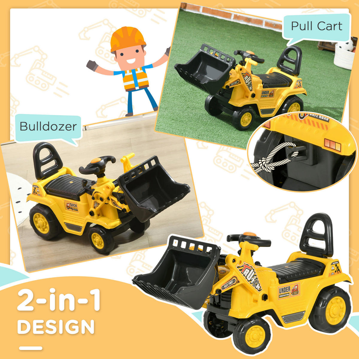 HOMCOM Trettraktor B/H/L: ca. 26,5x39x80 cm Trettraktor - (80,00/26,50/39,00cm) - HOMCOM