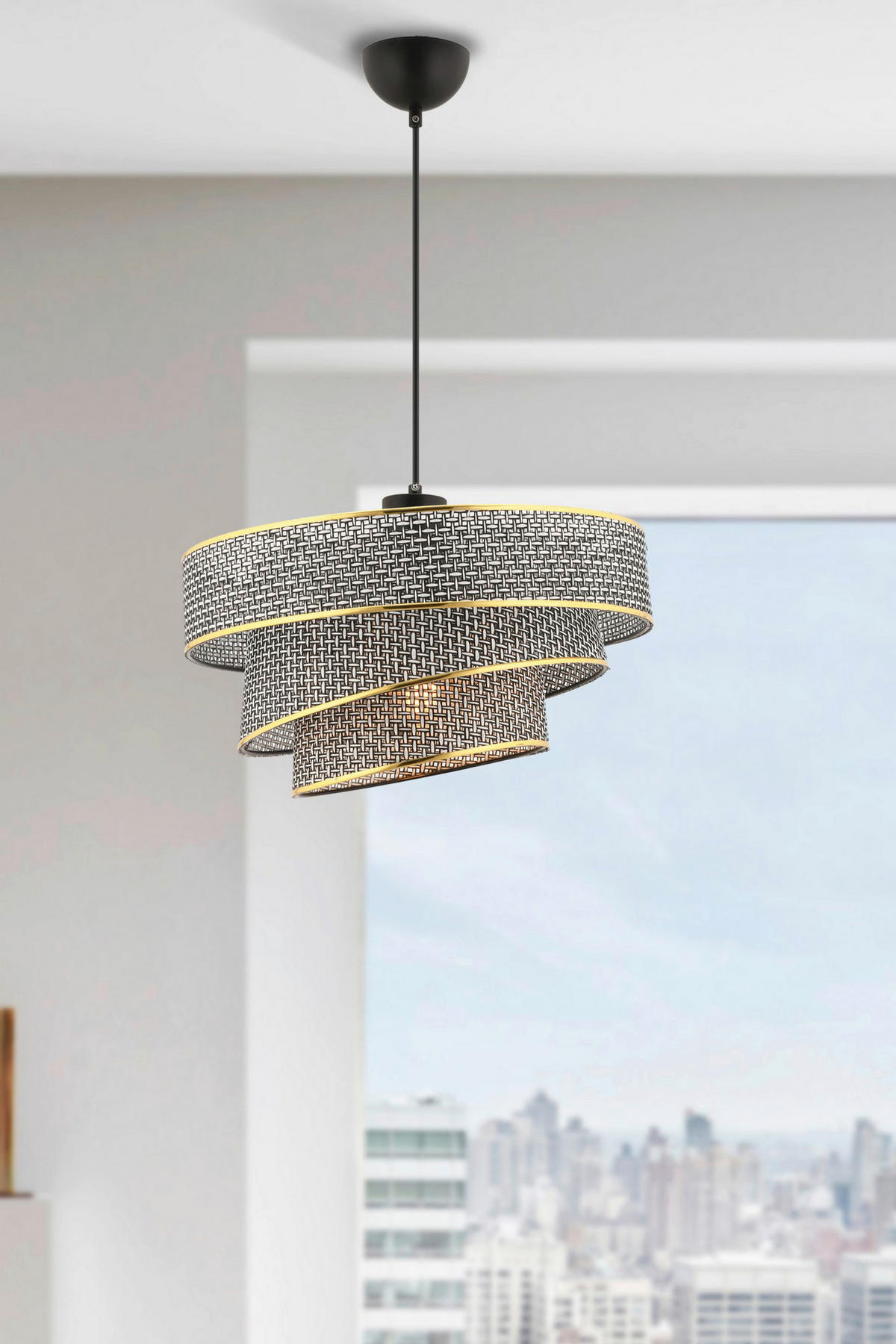 Opviq Pendelleuchte grau gold Baumwolle Metall B/H/L: ca. 40x72x40 cm E27 1 Brennstellen Couper Hazeran - gold/grau (40,00/40,00/72,00cm) - Opviq