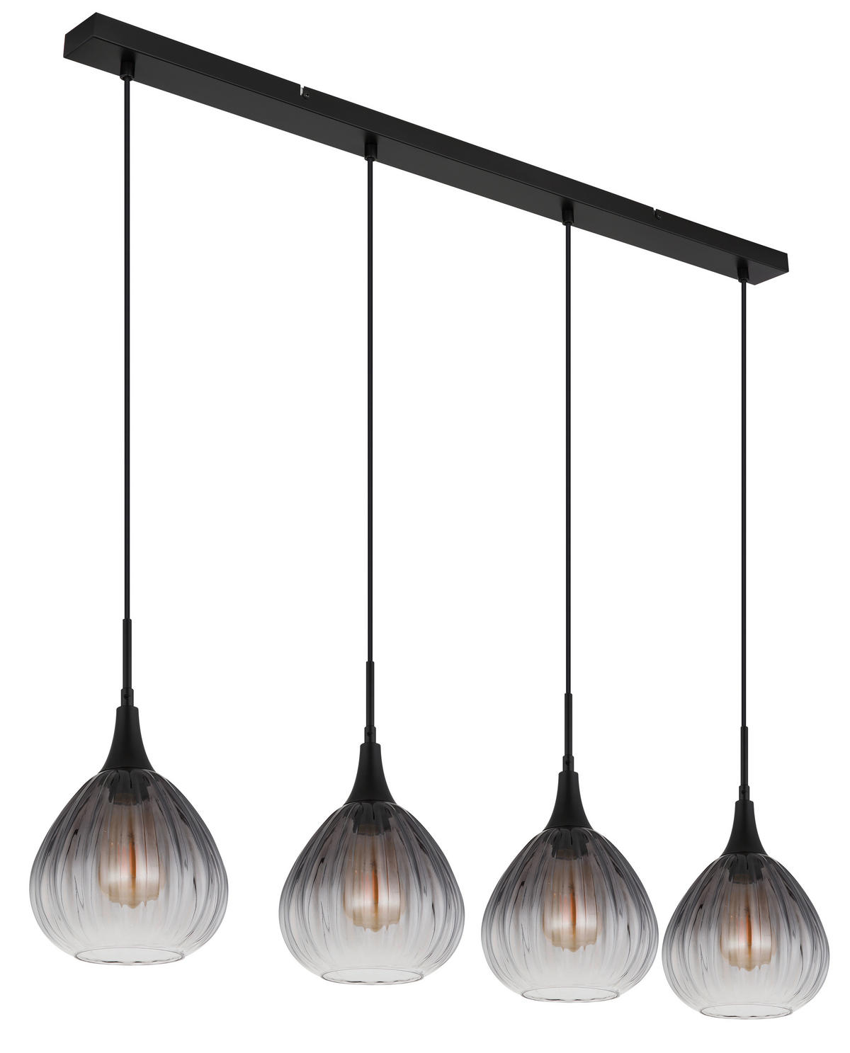 GLOBO Pendelleuchte Rauch schwarz Metall Glas B/H/T: ca. 20x120x110 cm E27 4 Brennstellen OLSEN - schwarz/Rauch (20,00/120,00/110,00cm) - GLOBO