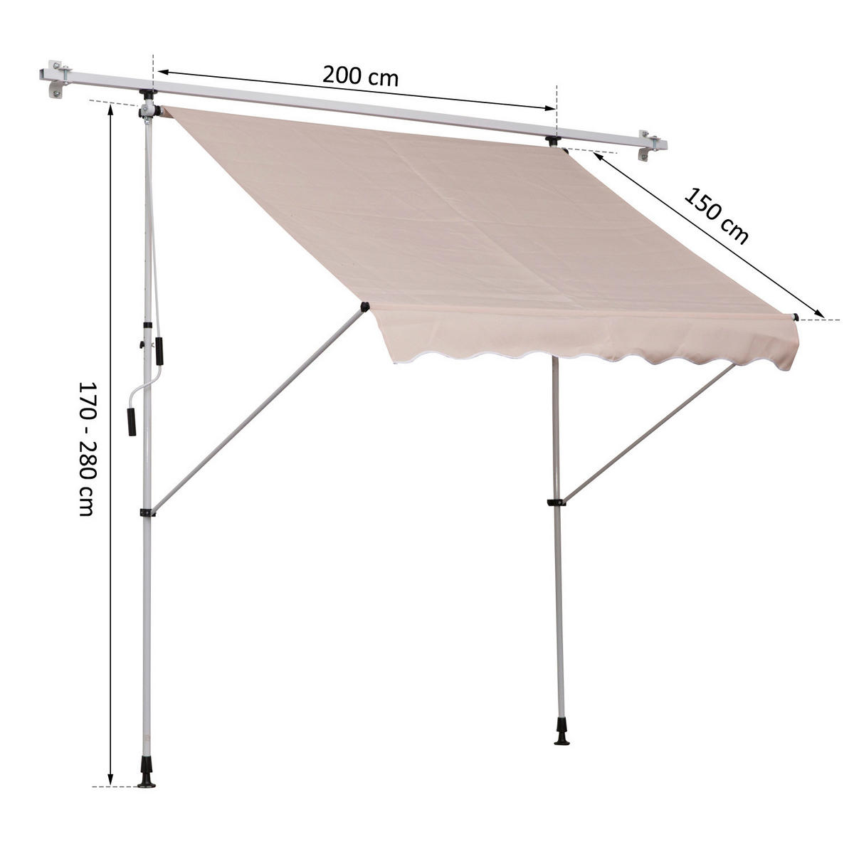 Klemm-Markise beige B/L: ca. 200x150 cm Klemmmarkise - beige (200,00/150,00cm) - Outsunny