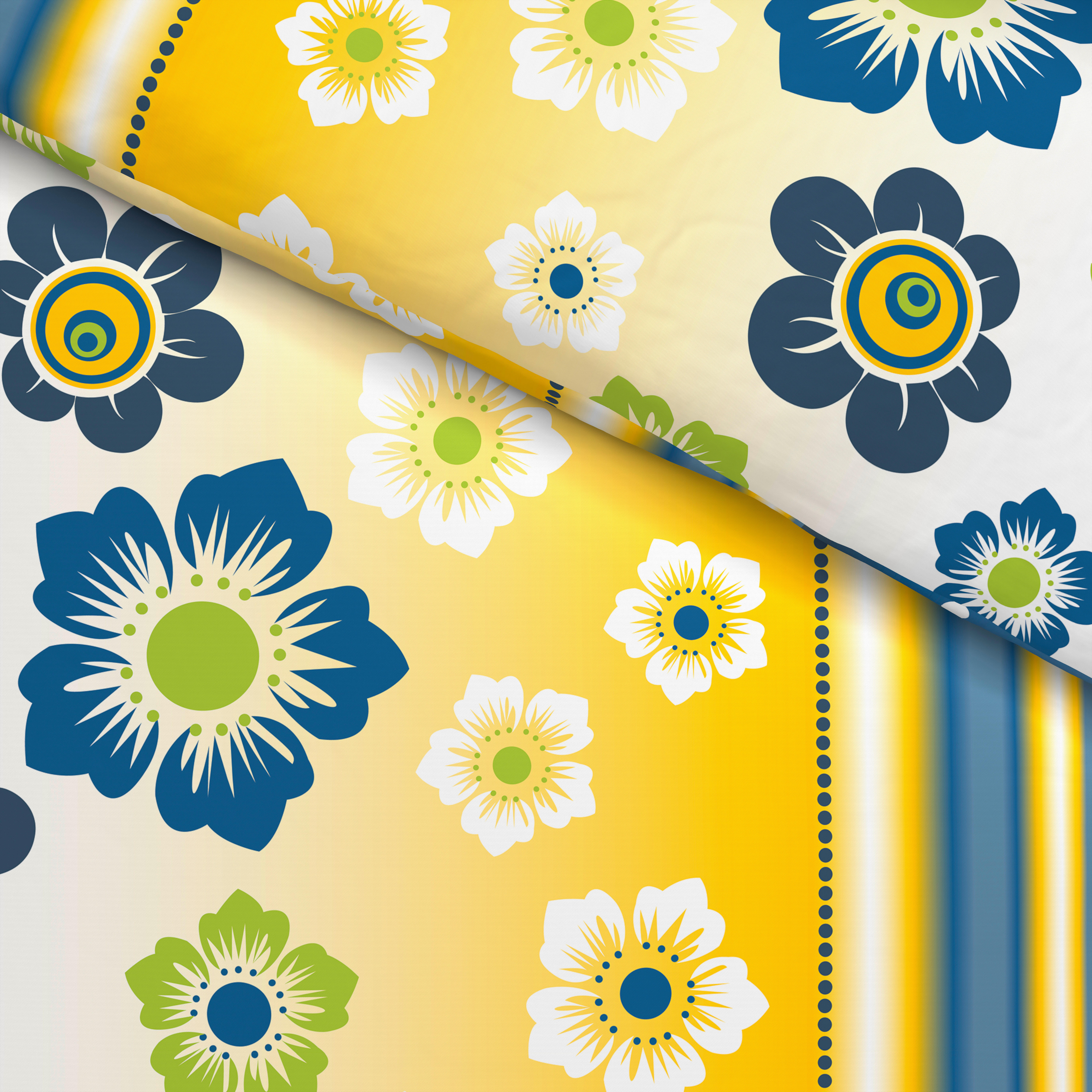 Microfaser Bettwäsche Bettwäsche_Microfaser Blumen - blau/gelb (135,00/200,00cm)