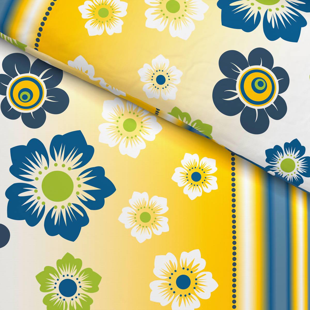 Microfaser Bettwäsche Bettwäsche_Microfaser Blumen - blau/gelb (135,00/200,00cm)